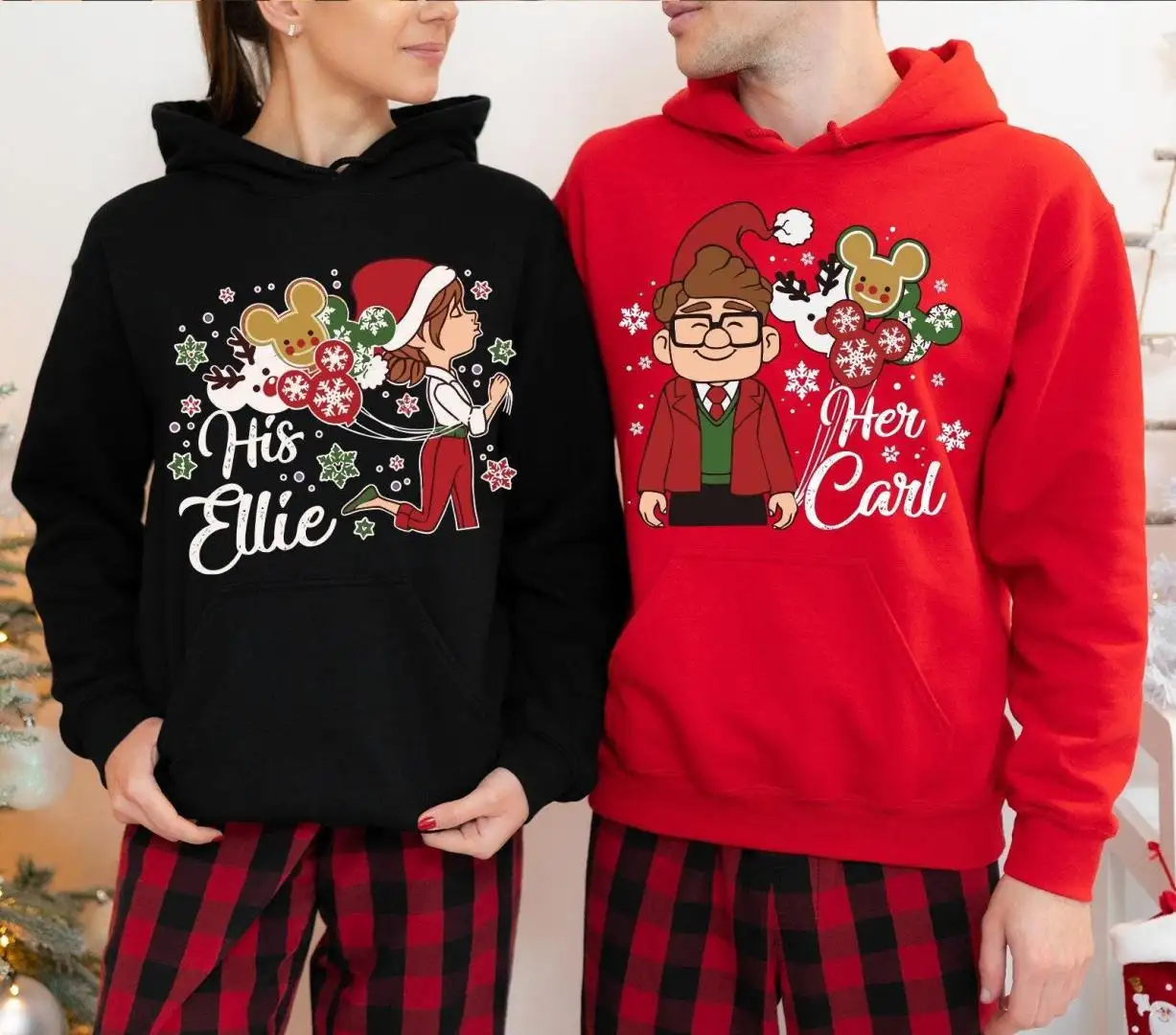 Couple Christmas Shirt, Disney Up Christmas Shirts, Family Disneyland Xmas Trip T-Shirt, His Ellie Her Carl Matching Xmas Sweatshirt