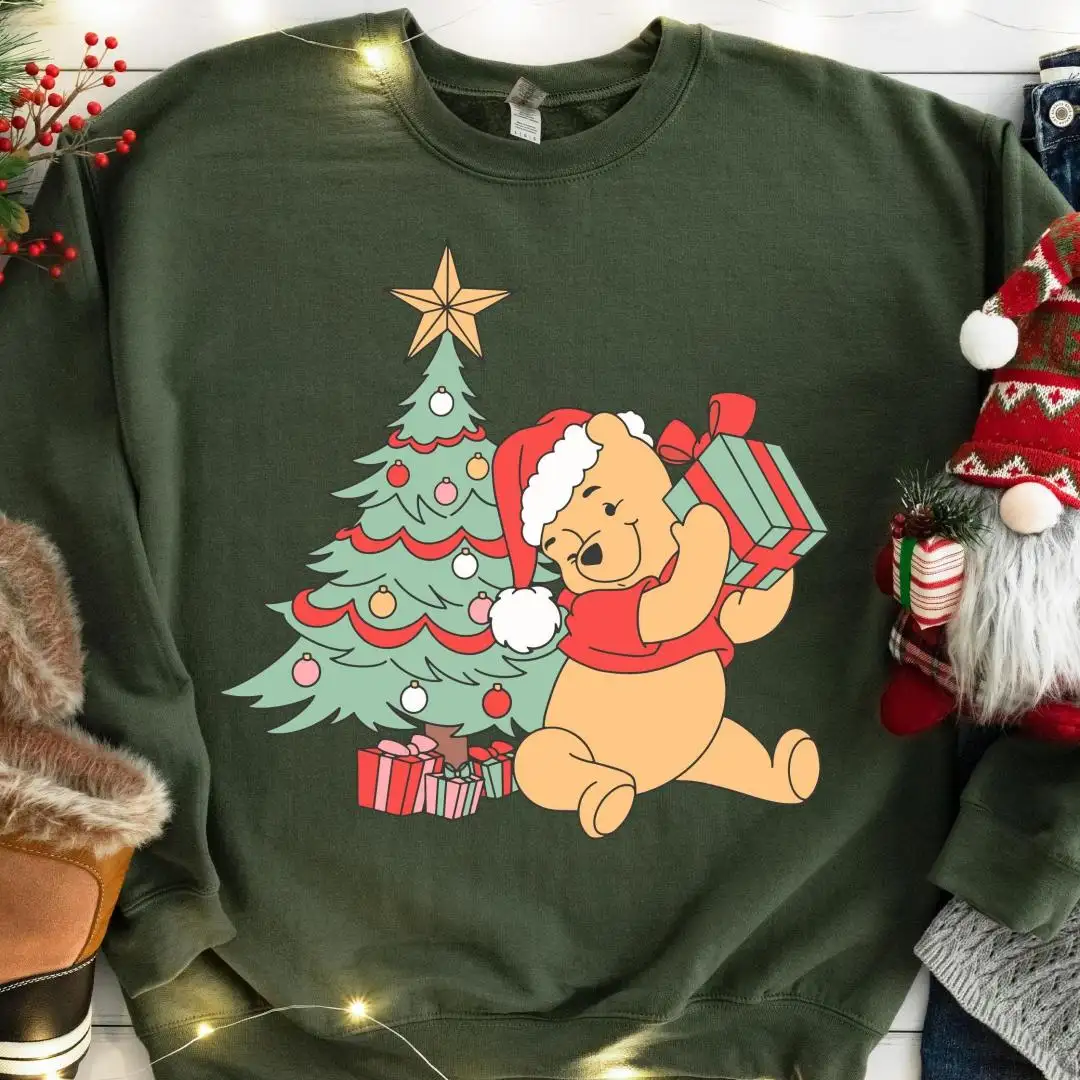 Winnie the Pooh Christmas Shirt, Disneyland Family Xmas Trip Tee, Pooh Xmas Tree Shirt, WDW Family Holiday Shirt, Pooh Bear Holiday Shirt