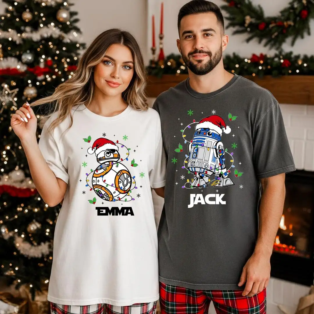 Star Wars R2-D2 & BB-8 Christmas Shirt, Family Matching Gift Tee, Disneyworld Christmas Trip, Disney Santa Xmas Shirt, Disneyland Xmas Shirt