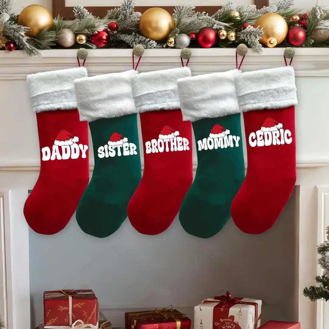 Custom Family Christmas Stockings, Holiday Xmas Decor Gift, Daddy Mommy Sister Xmas Stocks, Christmas Party Stockings, Brother Xmas Stock