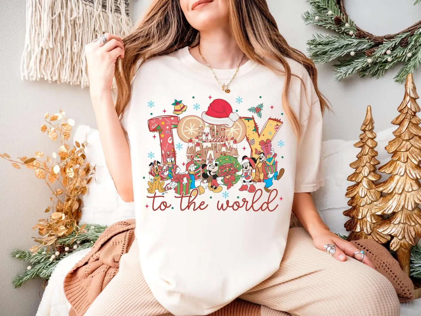 Disneyland Joy To World Shirt, Mickey And Friends Xmas Sweatshirt, Family Matching Epcot Holiday Hoodie, Mickey's Very Merry Christmas Tee