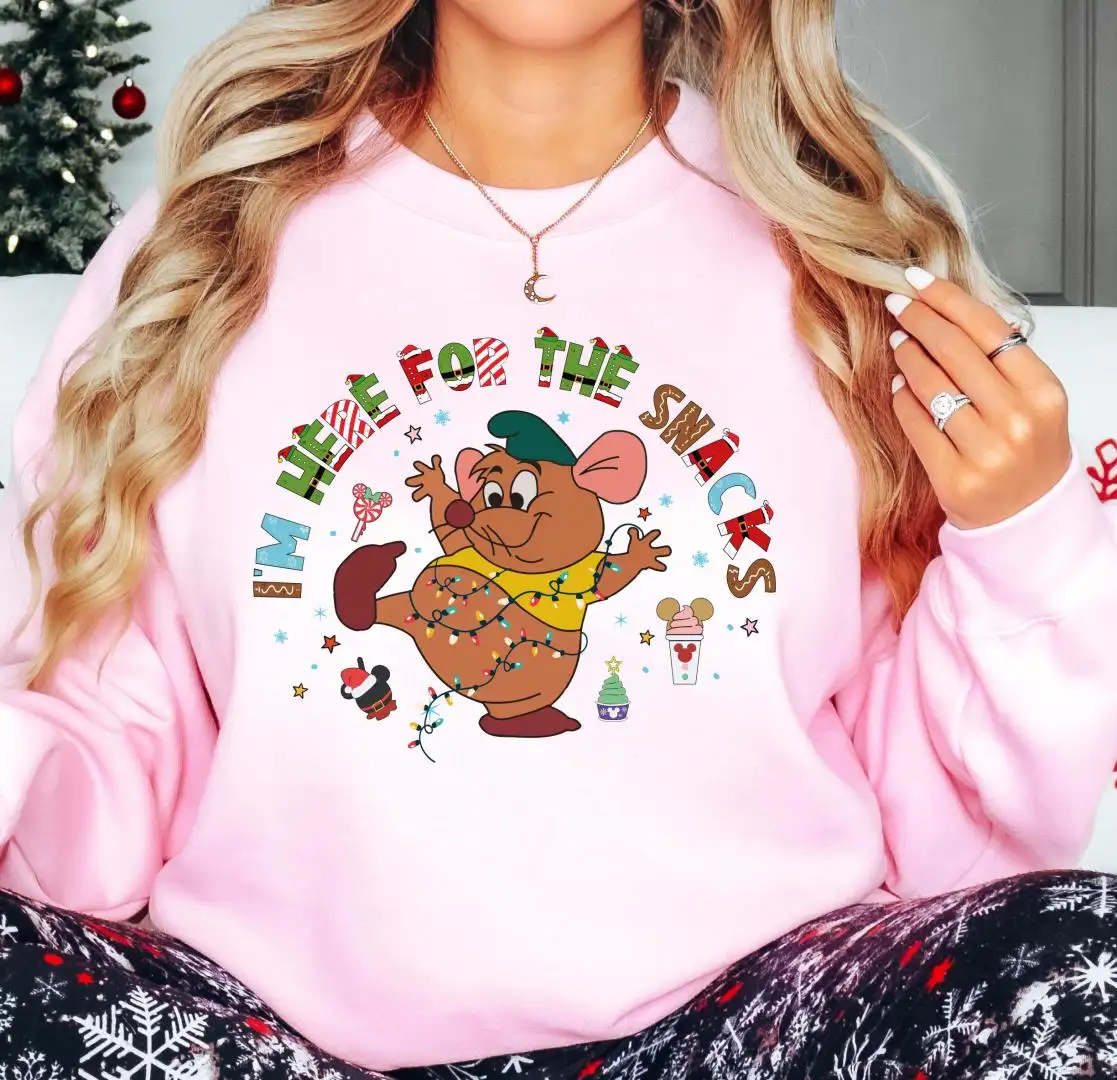 Disney Gus Gus Christmas Shirt, Gus Gus Merry Christmas Sweatshirt, Gus Gus I'm Here For The Snacks Shirt, Cinderella Christmas Snacking Tee