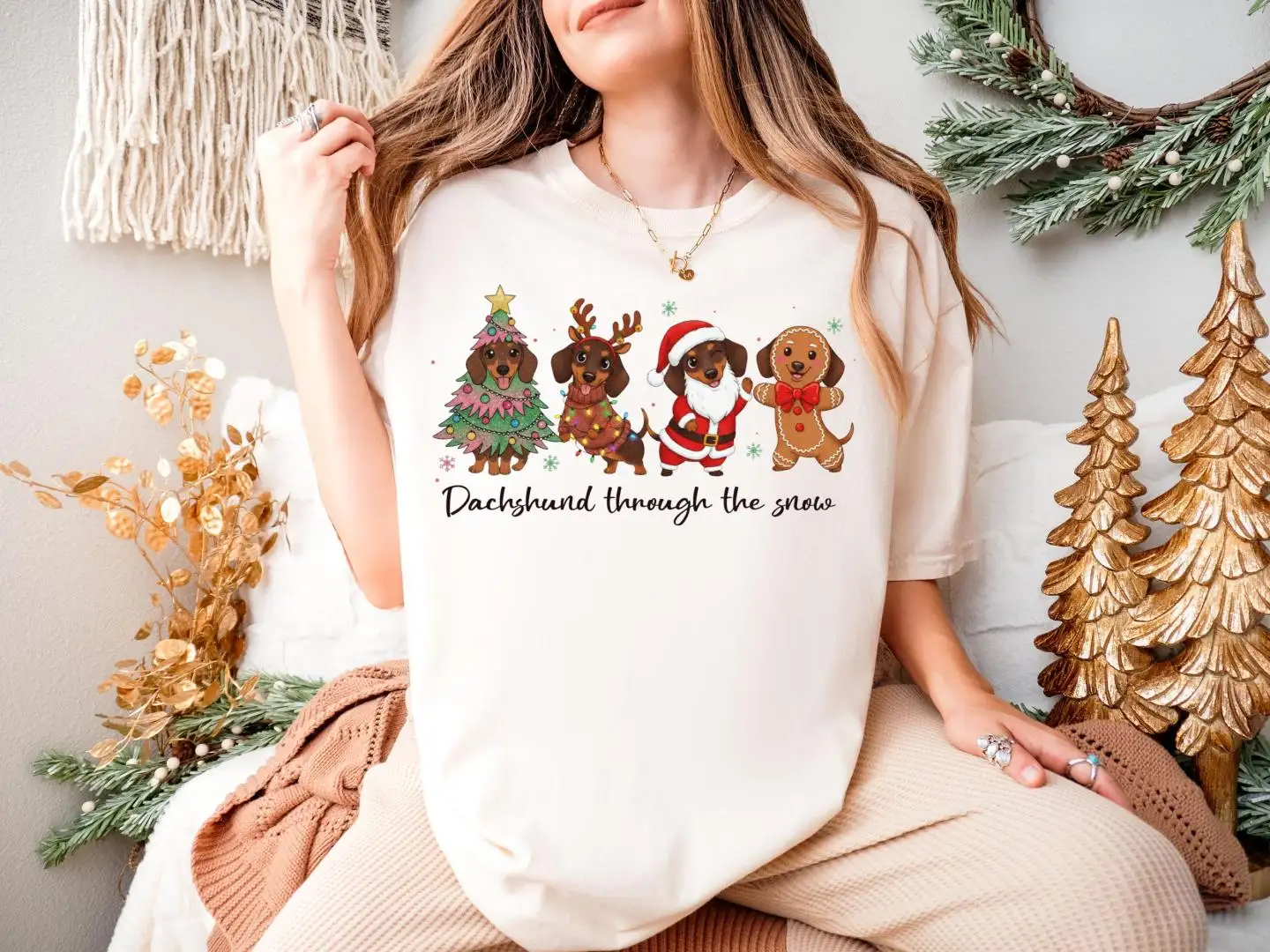 Christmas Dogs Shirt, Dachshund Through The Snow Shirt, Merry Woofmas Sweatshirt, Dog Lover Holiday Hoodie, Christmas Animal Gift Tee