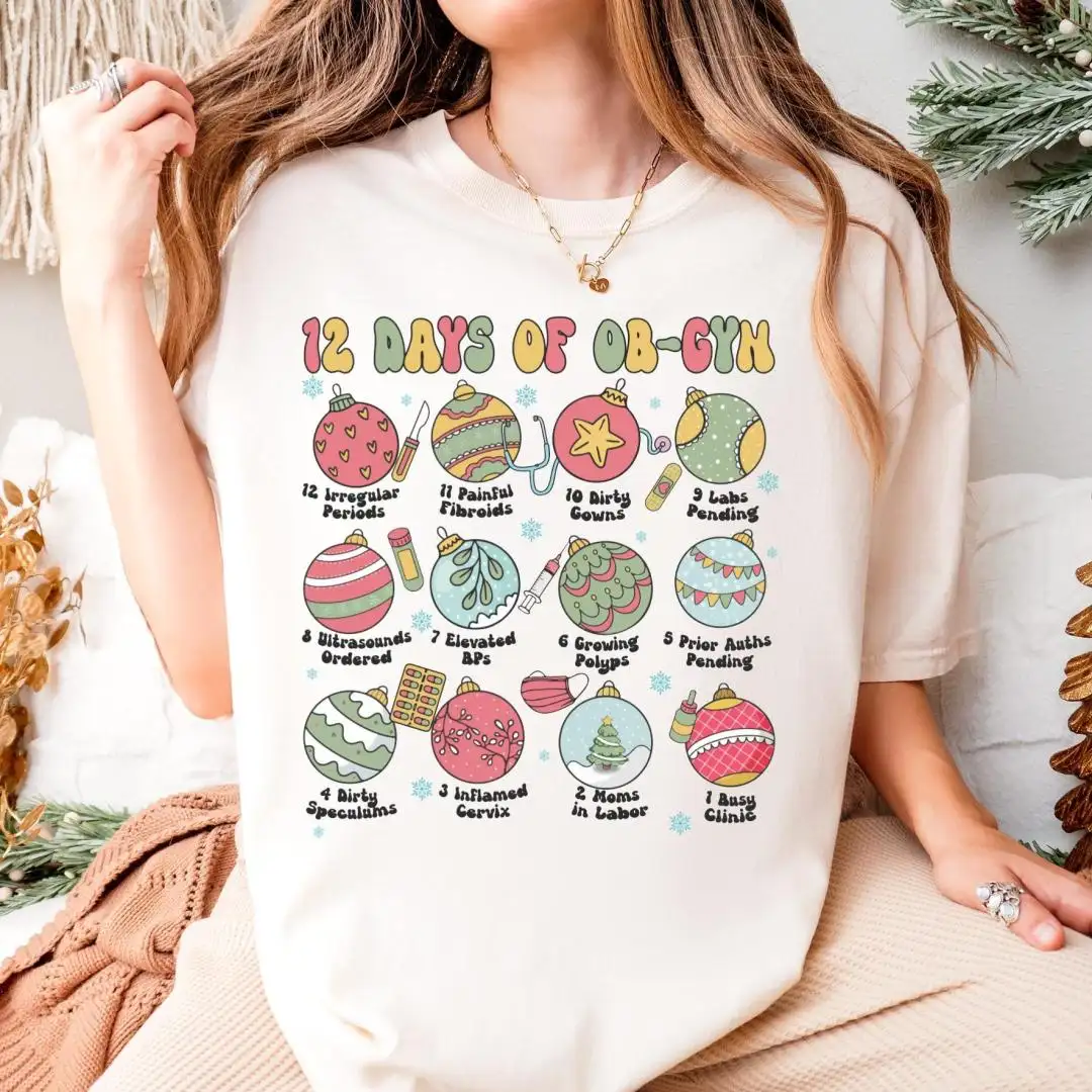 12 Days Of OBGYN Christmas Shirt, Obstetrician Gynecologist Christmas Shirt, Xmas Obstetrics Sweatshirt, Christmas OBGYN Nurse Xmas Shirt