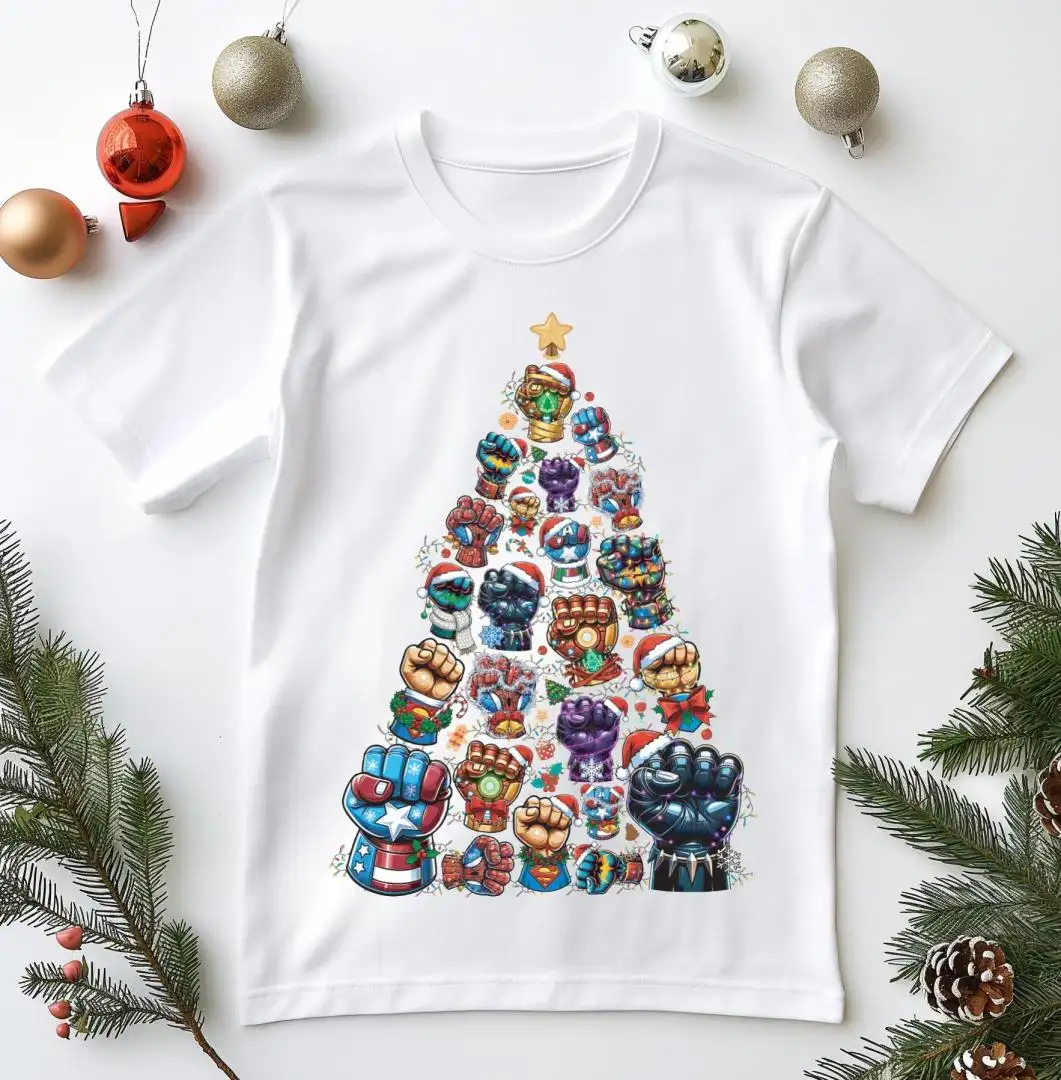 Marvel Super Hero Christmas Tree Shirt, Disney Avengers Christmas Lights Sweatshirt, Captain America Spiderman Hulk Christmas Toddler Shirt