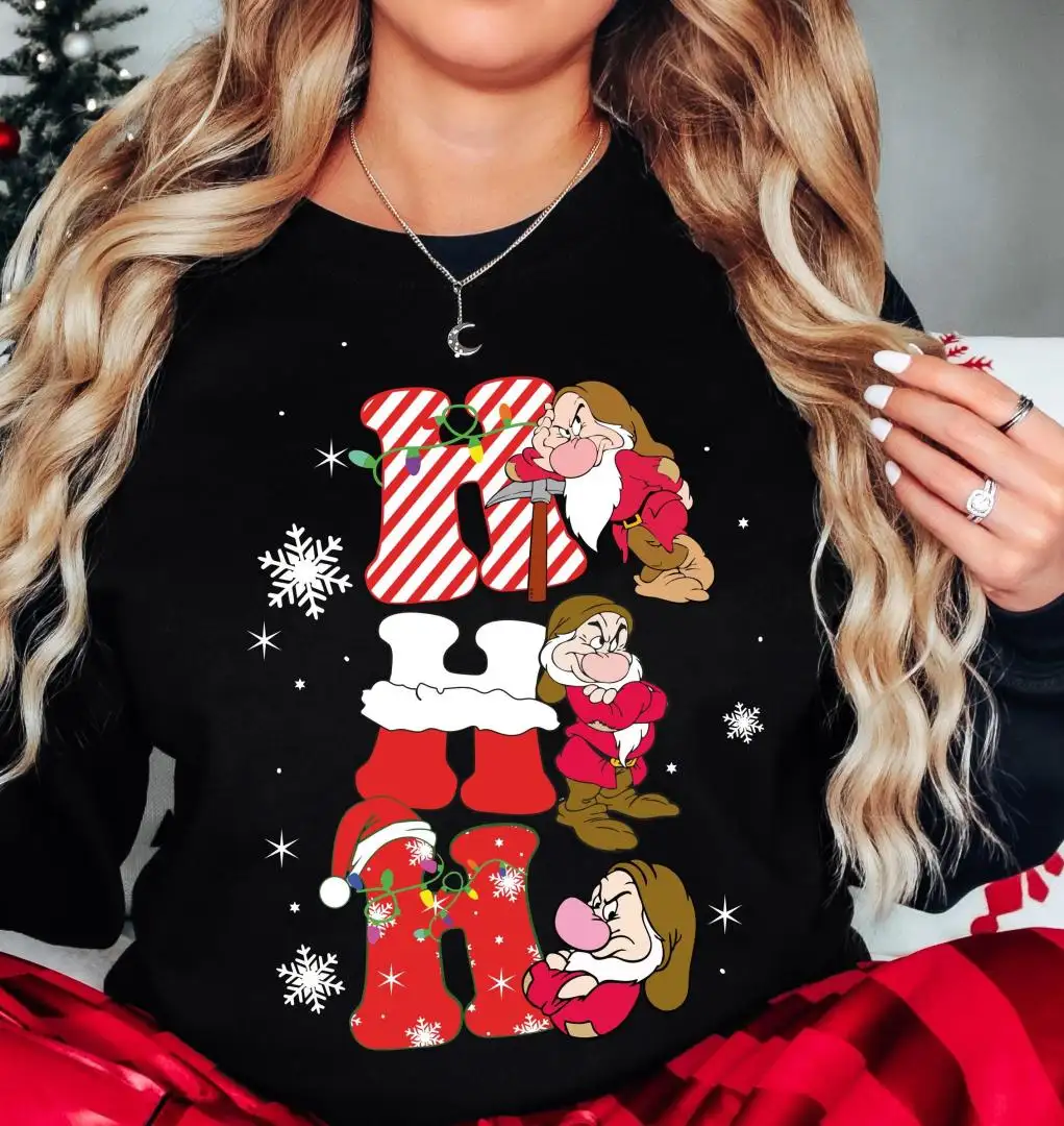 Disney Grumpy Dwarf Christmas Shirt, Family Matching Xmas Holiday Tee, Snow Whie Friends Grumpy Xmas Tee, Ho Ho Ho Grumpy Dwarf Xmas Shirt