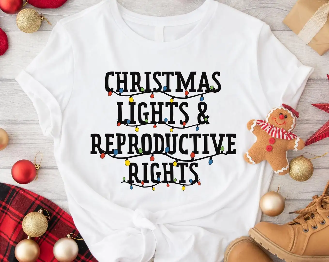 Christmas Lights and Reproductive Rights Christmas Shirt, Pro-choice Xmas Holiday Tee, Abortion Rights Sweatshirt, Feminist Christmas Shirt