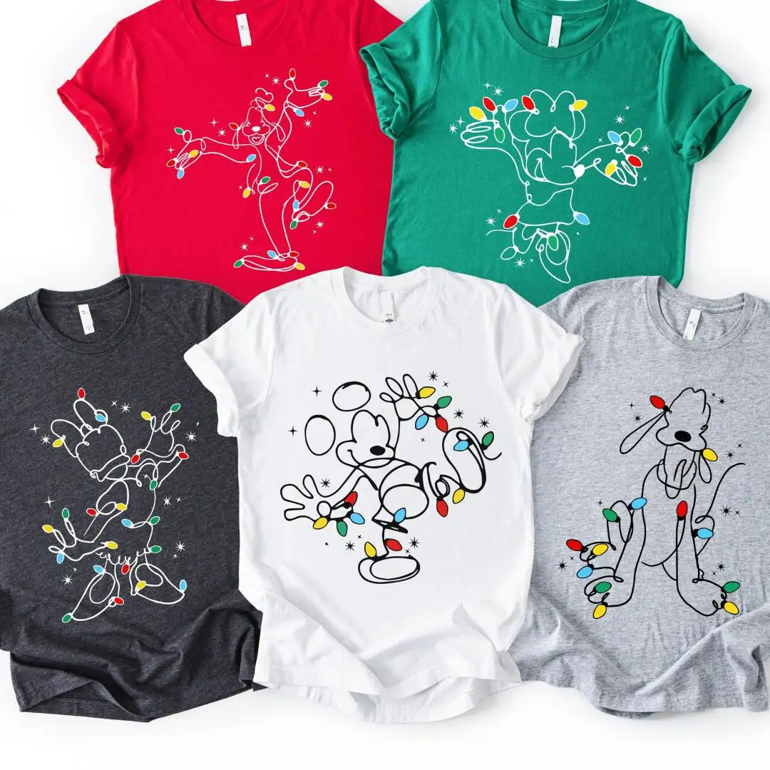 Disney Mickey Friends Christmas Shirt, Disneyland Xmas Trip, Mickey Christmas Lights T-Shirt, Goofy Tee, Family Matching Christmas Shirts
