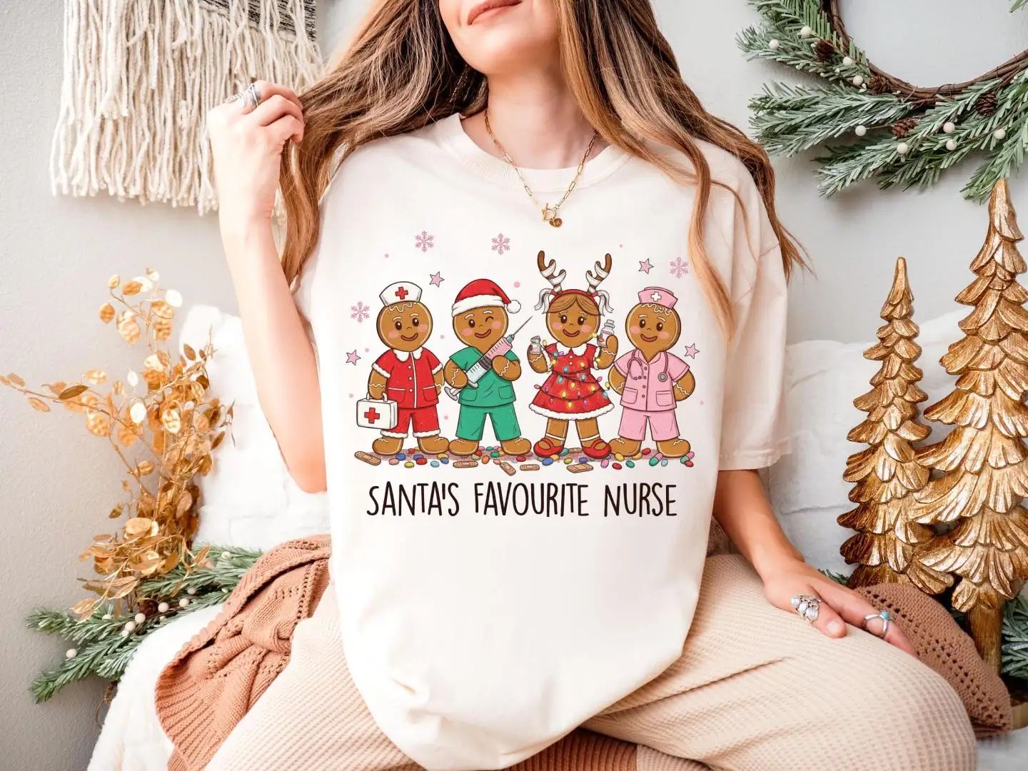 Gingerbread Nurse Christmas Shirt, Nursing School Christmas Party Sweatshirt, Santa's Favorite Nurse Gift, Xmas Cookie Registered Nurse Tee