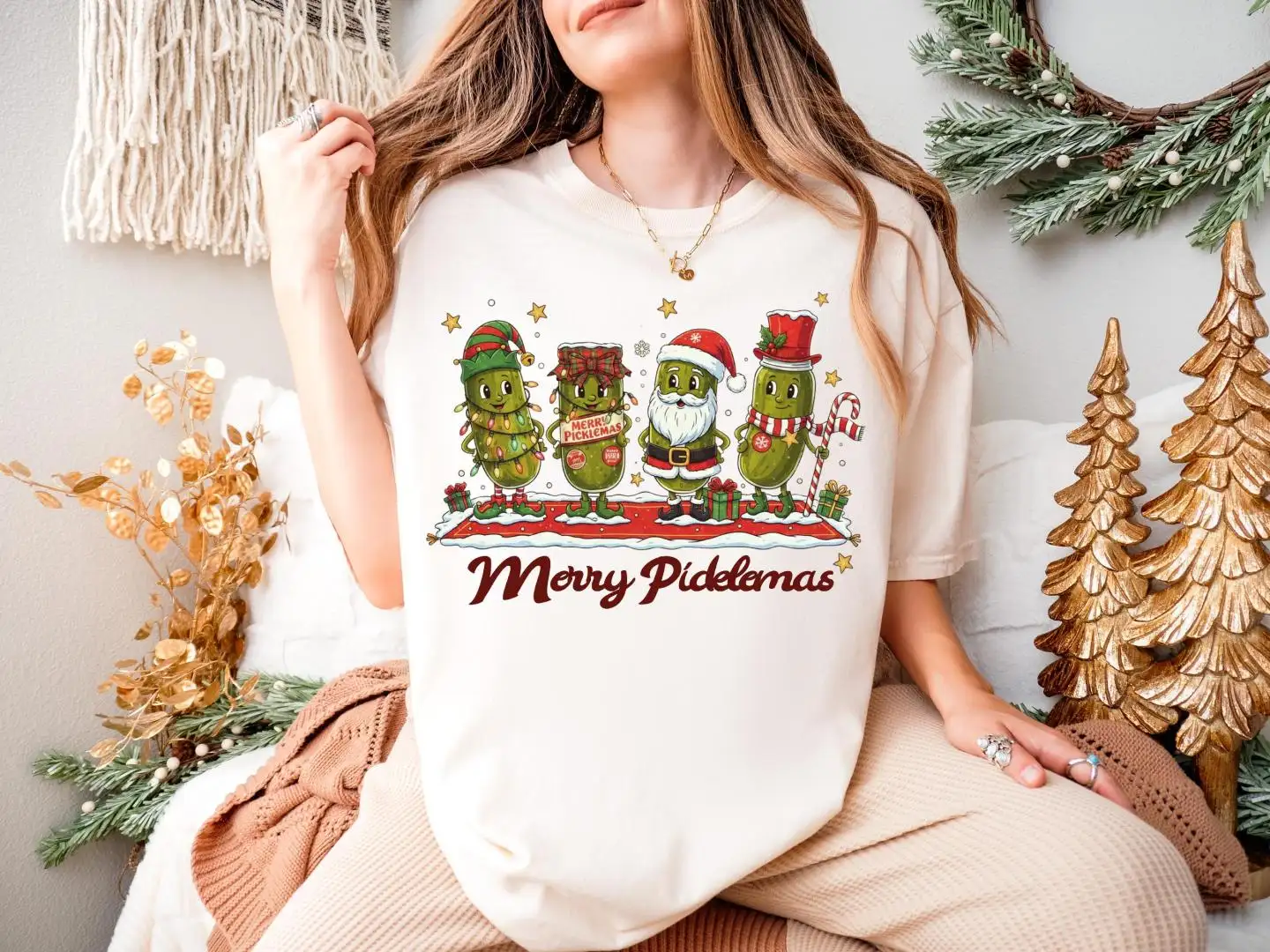 Merry Picklemas Shirt, Xmas Snacking Woman Sweatshirt, Funny Pickle Christmas T-Shirt, Pickle Lovers Christmas Party, Merry Xmas Pickle Tee
