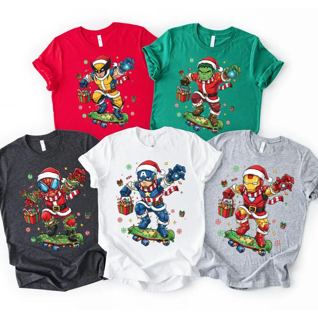 Marvel Avangers Christmas Shirt, Disneyland Xmas Trip Tee, Spiderman Iron Man Hulk Xmas Sweatshirt, Disney Super Hero Xmas Toddler T-Shirt