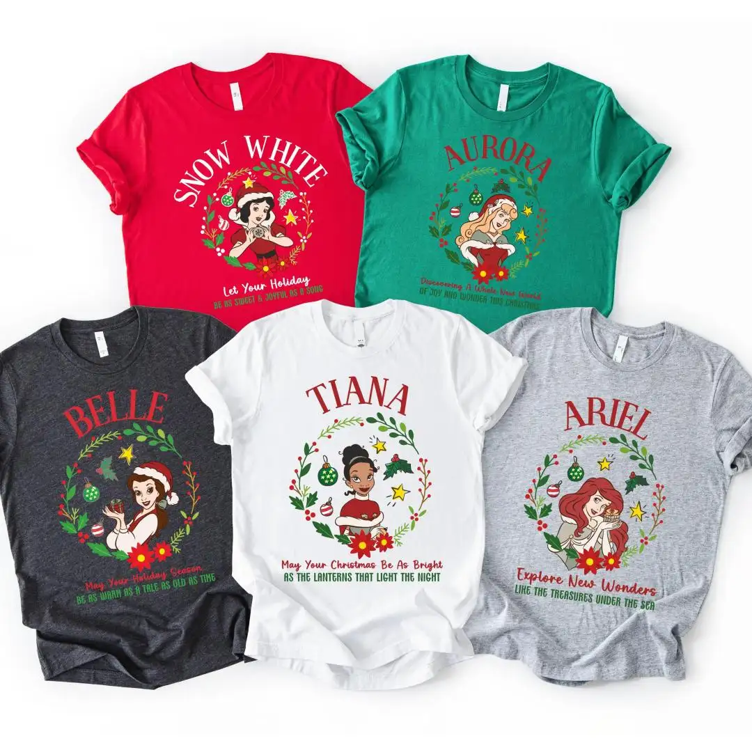 Disney Princess Christmas Shirt, Aurora Tiana Belle Xmas Trip Sweater, Princess Sayings Xmas Shirt, Girls Xmas May Your Holiday Season Gift
