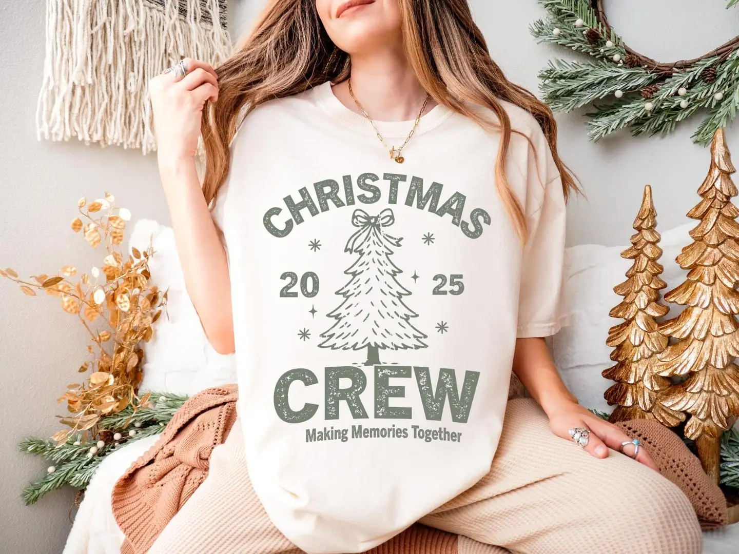 Christmas Girly Crew 2025 Shirt, Merry Christmas Family Holiday Gift, Coquette Bow Xmas Tree Sweatshirt, Xmas Making Memories Together Tee