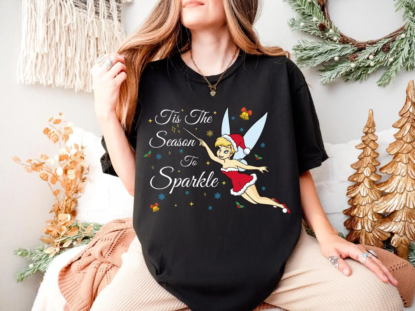 Disney Tinkerbell Christmas Shirt, Tis The Season To Sparkle T-Shirt, Xmas Girls Trip Tee, Holiday Season Gift, Disneyland Xmas Party Hoodie