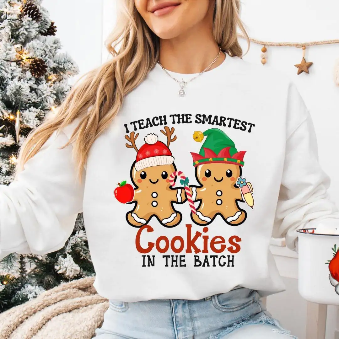 Teacher Christmas Shirt, I Teach The Smartest Cookies Tee, Teacher Appreciation Hoodie, Gingerbread Teacher Sweatshirt