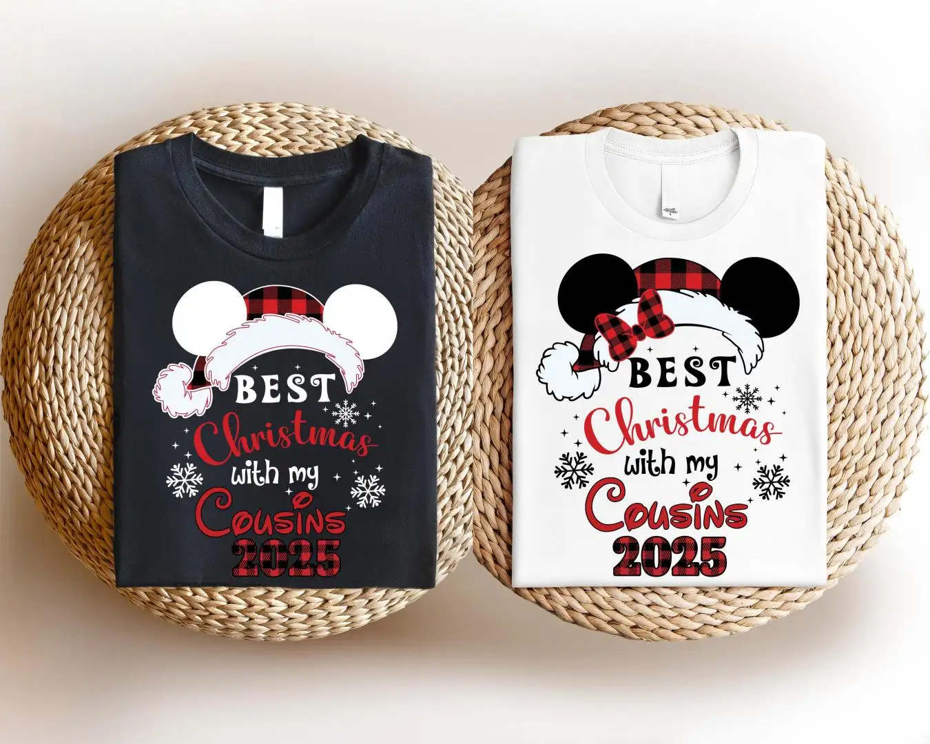 Disney Best Christmas With My Cousins 2025 Shirt, Disneyland Cousins Matching Xmas Shirt, Mickey Minnie Head Xmas Shirt, Family Holiday Tee