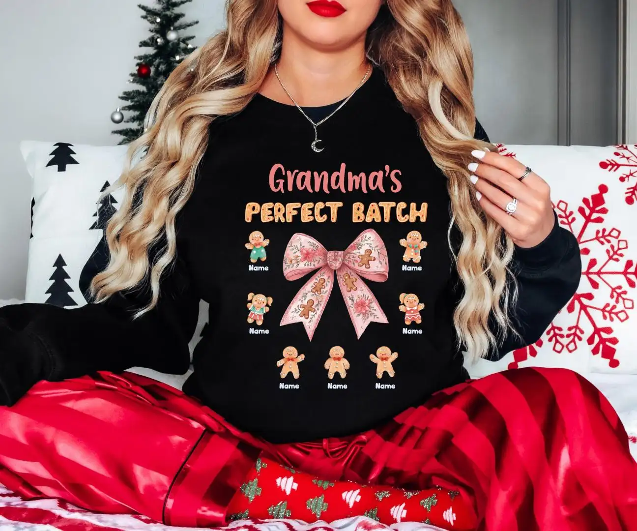 Grandma's Perfect Batch Shirt, Grandma Gingerbread Christmas Shirt, Grandma Xmas Tee, Custom Family Xmas Trip Tee, Grandkids Name Xmas Tee
