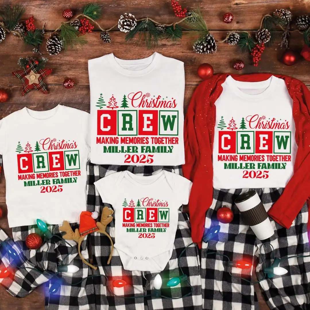 Custom Christmas Family T-shirt, Christmas 2025 Matching Sweatshirt, Last Name Christmas Tee, Making Memories Together Hoodie