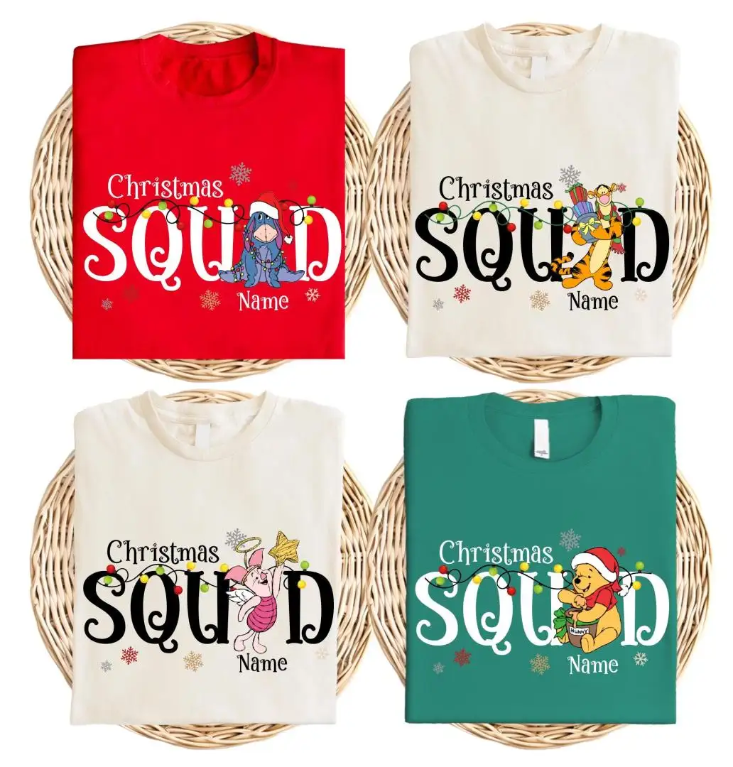 Disney Christmas Squad Christmas Shirt, Custom Pooh Holidays Trip Gift, Pooh Bear Xmas Tee, Winnie The Pooh Matching Christmas Crew Tee