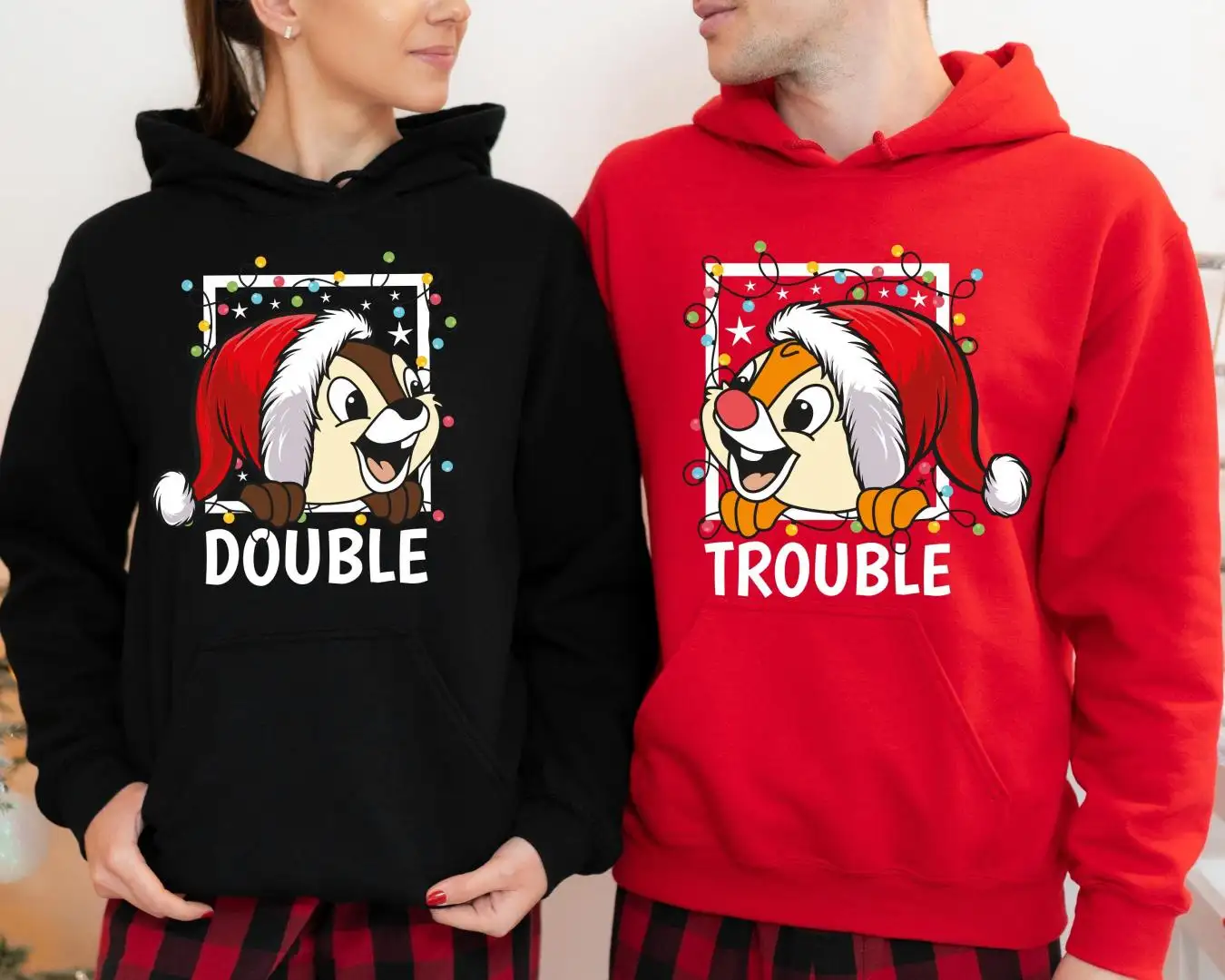 Double Trouble Xmas Shirt, Couple Christmas Sweatshirt, Disney Chip & Dale Christmas Shirt, Disney Matching Xmas Shirt, Disneyland Xmas Trip