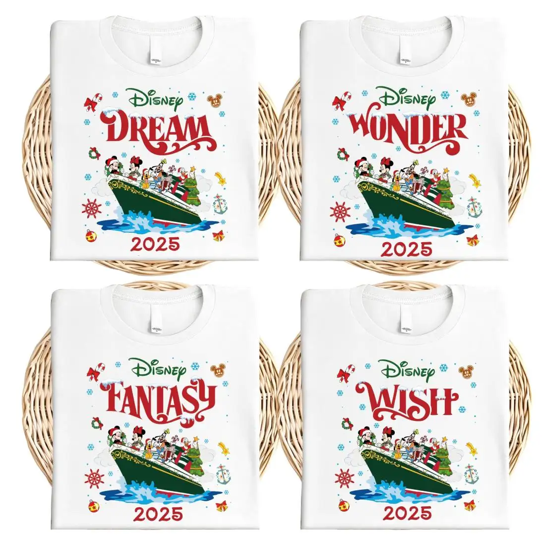 Disney Cruise 2025 Christmas Shirt, Mickey & Friends Cruising Tee, Disneyland Very Merry Christmas Trip, Family Fantasy Dream Wish Xmas Tee