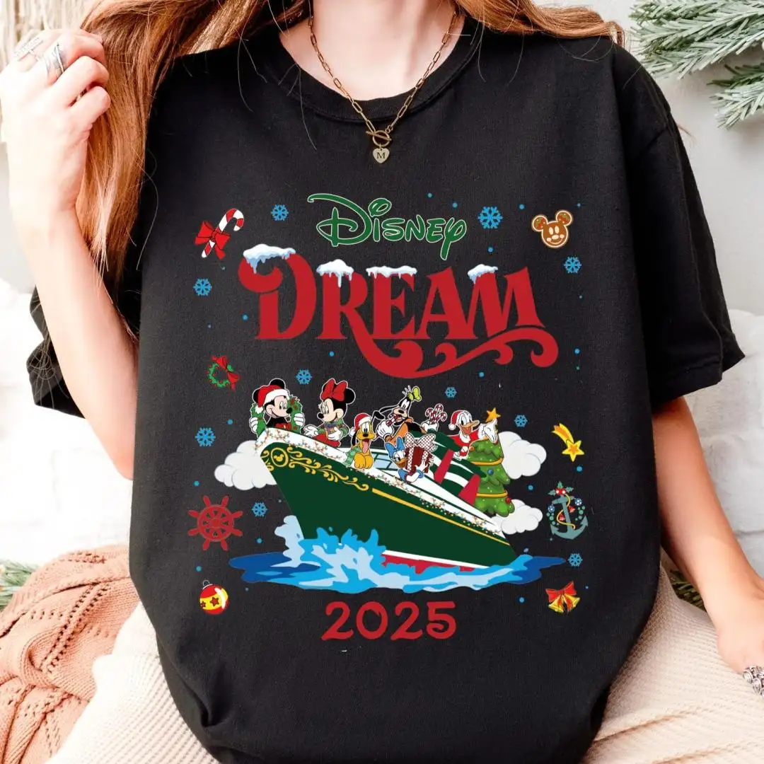 Mickey & Friends Dream Cruise Xmas Shirt, Cruise Family Matching Sweatshirt, Disney Cruise Christmas T-Shirt, Disneyland Xmas Holiday Trip