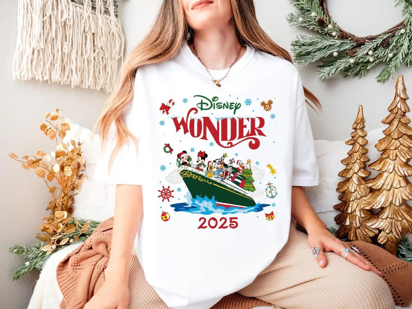 Disney Wonder Cruise Christmas 2025 Tee, Mickey And Friends Wonder Trip, Mickey's Very Merry Christmas, Disneyland Family Matching Xmas Tee