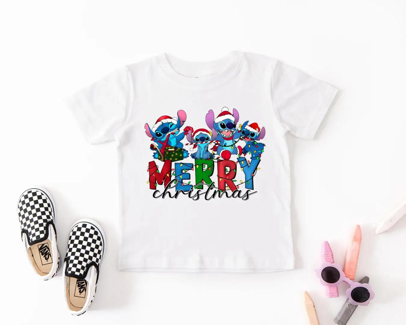 Stitch Christmas Shirt, Stitch Christmas Trip Sweatshirt, Disney Kids XMAS Tee, Disneyland Christmas Lights T-shirt, Stitch Party Gift
