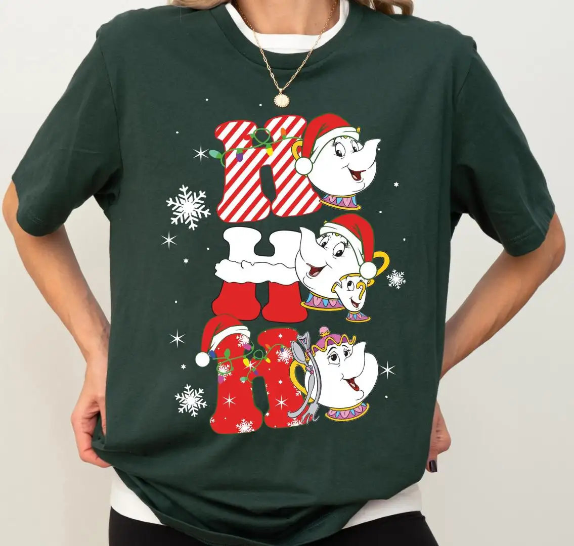 Disney Mrs Potts Christmas Shirt, Mrs Potts And Chip Christmas Tee, Ho Ho Ho Mrs Potts Xmas Shirt, Disneyland Family Holiday Sweatshirt
