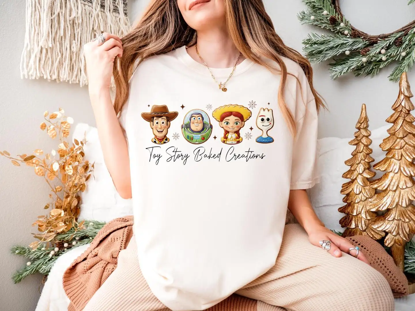 Toy Story Baked Christmas Shirt, Disney Pixar Xmas Sweater, Buzz Gingerbread Tee, Woody & Jessie Xmas Cookie Tee, Disneyland Xmas Snacking