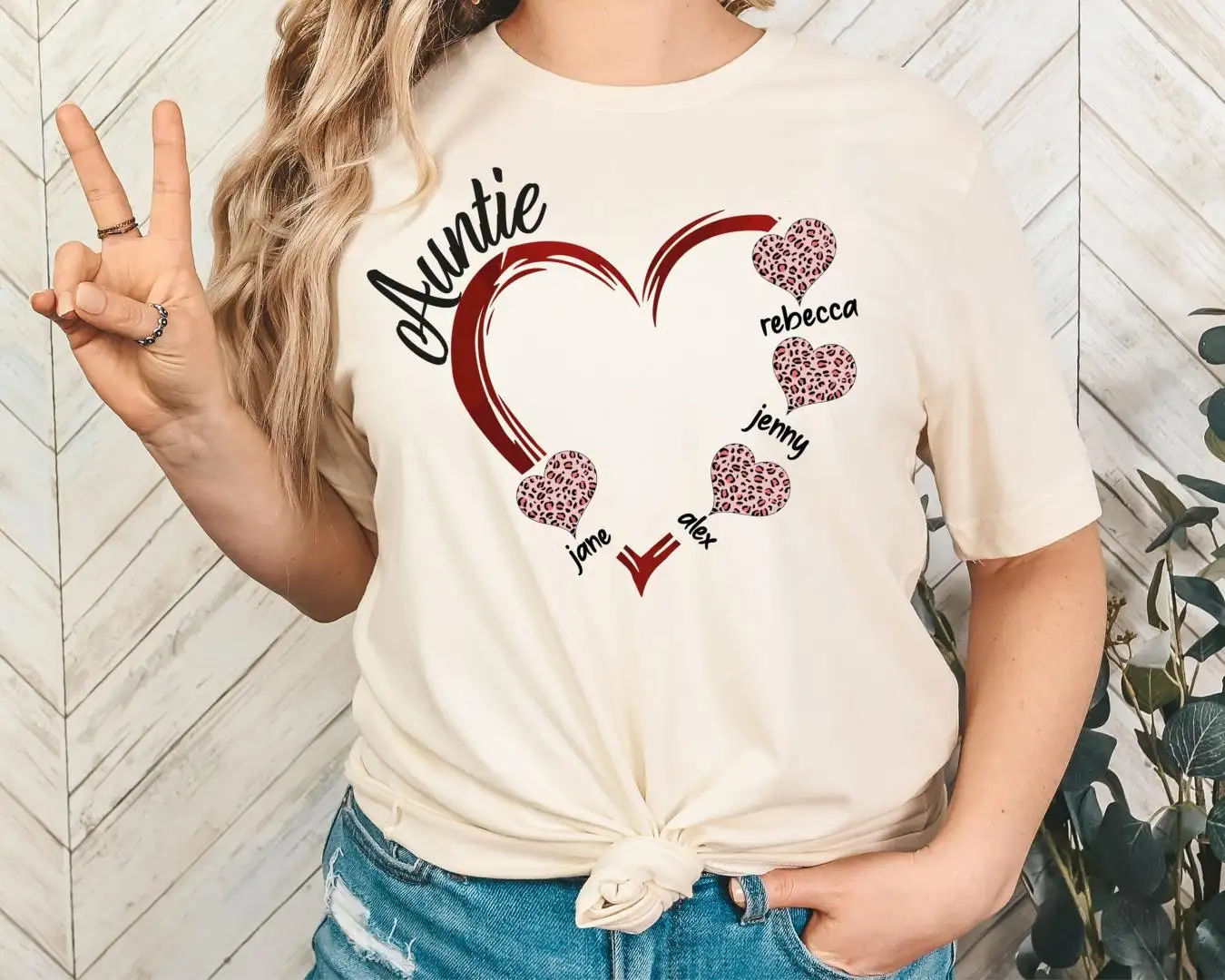 Personalized Auntie Shirt With Kids Names