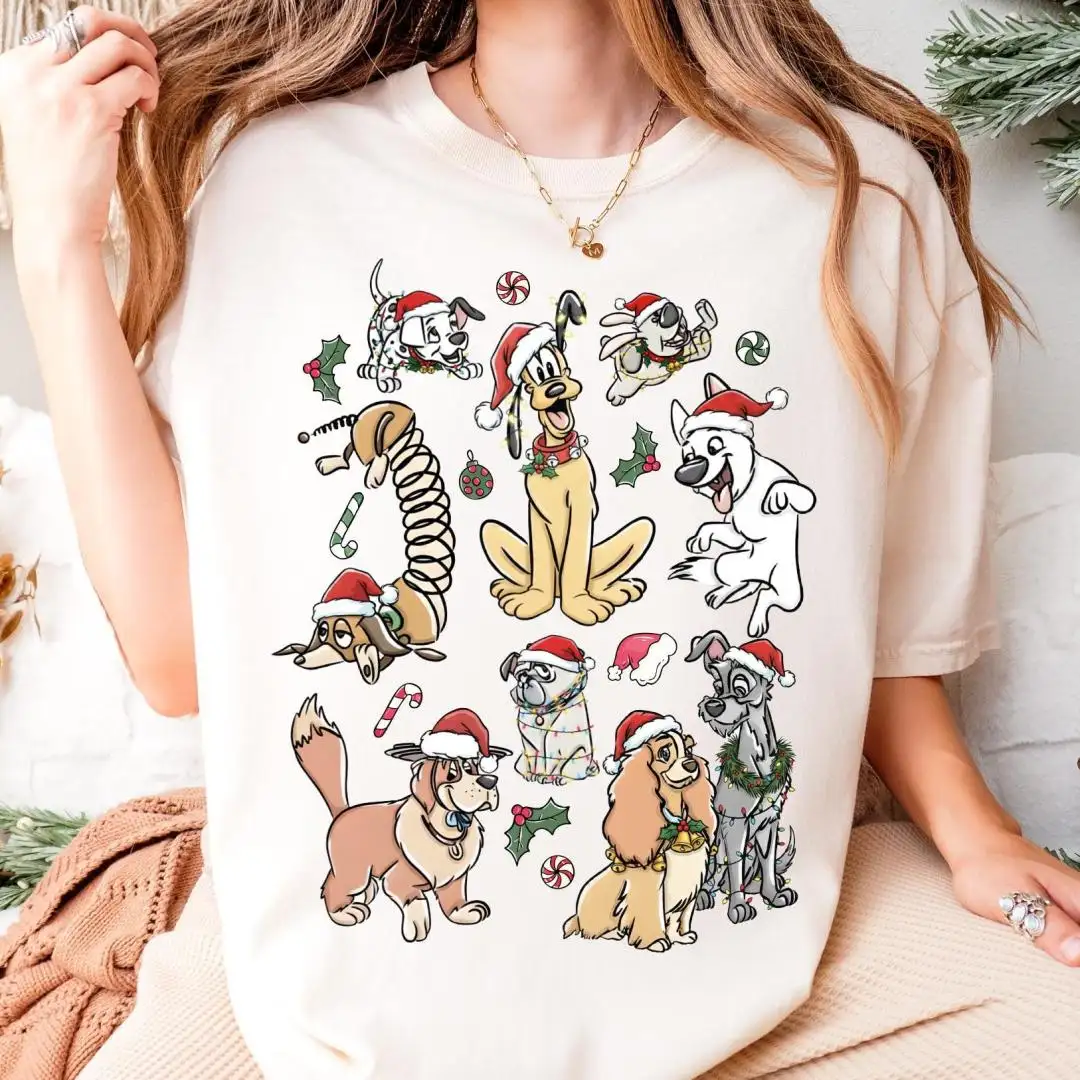 Disney Dogs Christmas Shirt, Pluto Oliver Lady The Tramp Xmas Tee, Christmas Pet Lover Gift, Dalmatians Dog Tee, Goofy Xmas Kid Sweatshirt