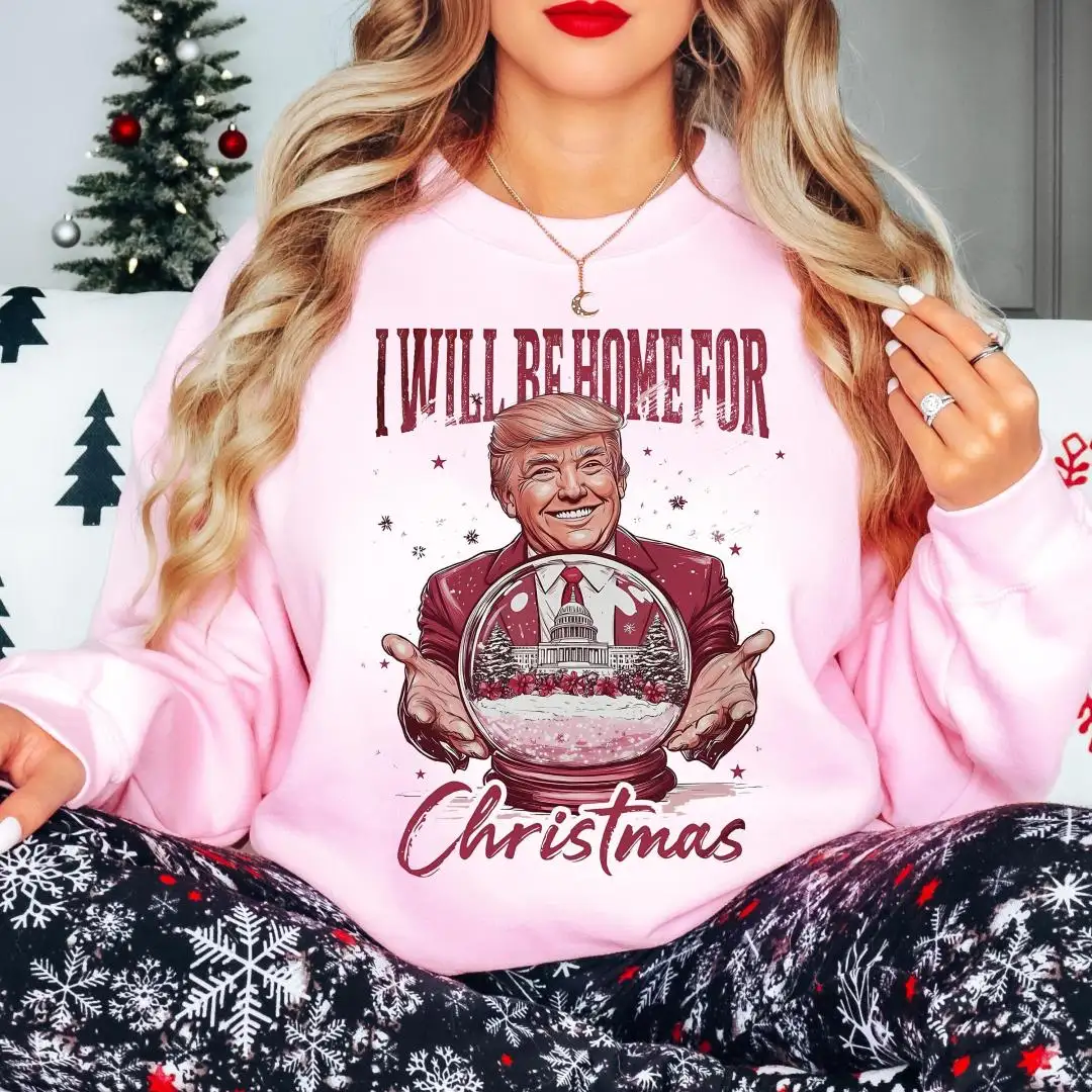 Trump Christmas Sweatshirt, Santa Trump Christmas Shirt, Republican Shirt, I'll Be Home for Christmas Sweatshirt, Ugly Christmas Trump Tee