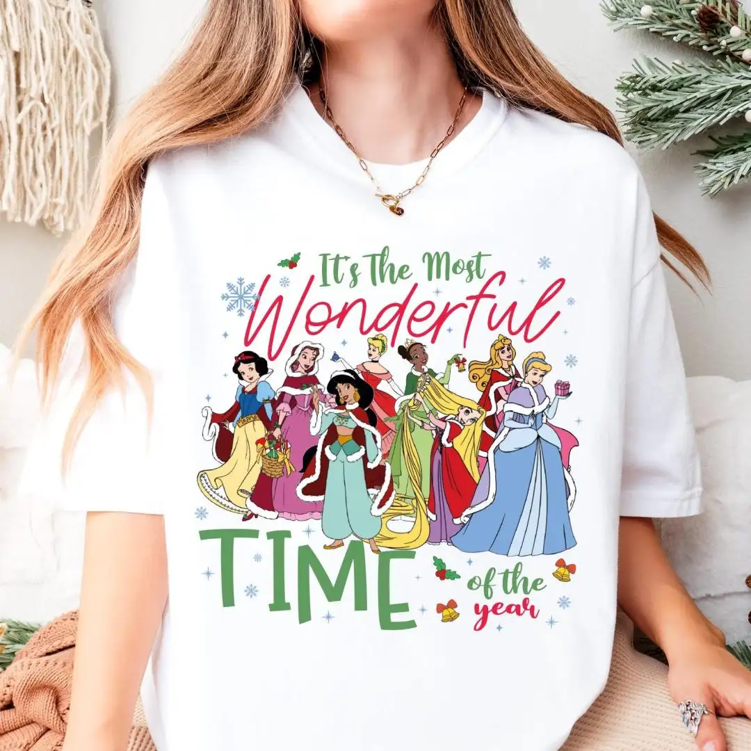Disney Princess Christmas Shirt, Princess Xmas Girls Trip, Disneyland Christmas Party Hoodie, It's The Most Wonderfull Time Of The Year Tee
