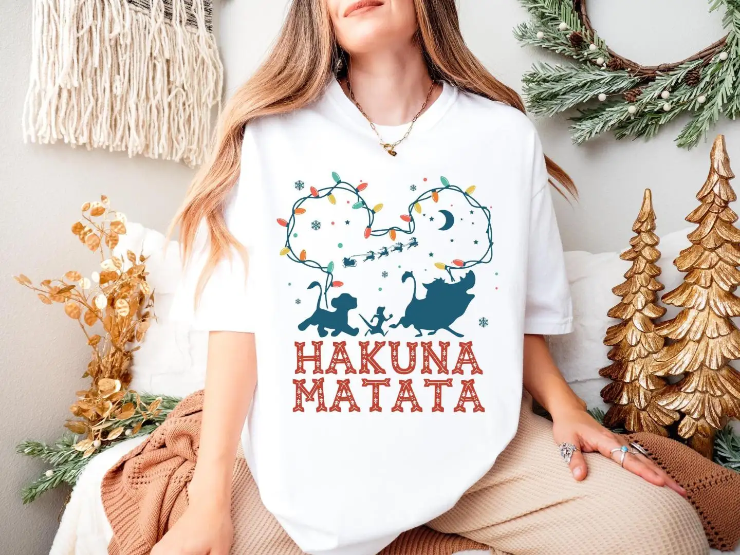 Hakuna Matata Christmas Shirt, Disneyland Family Christmas Trip Shirt, Timon & Pumbaa Christmas Shirt, Disney Lion King Christmas Shirt