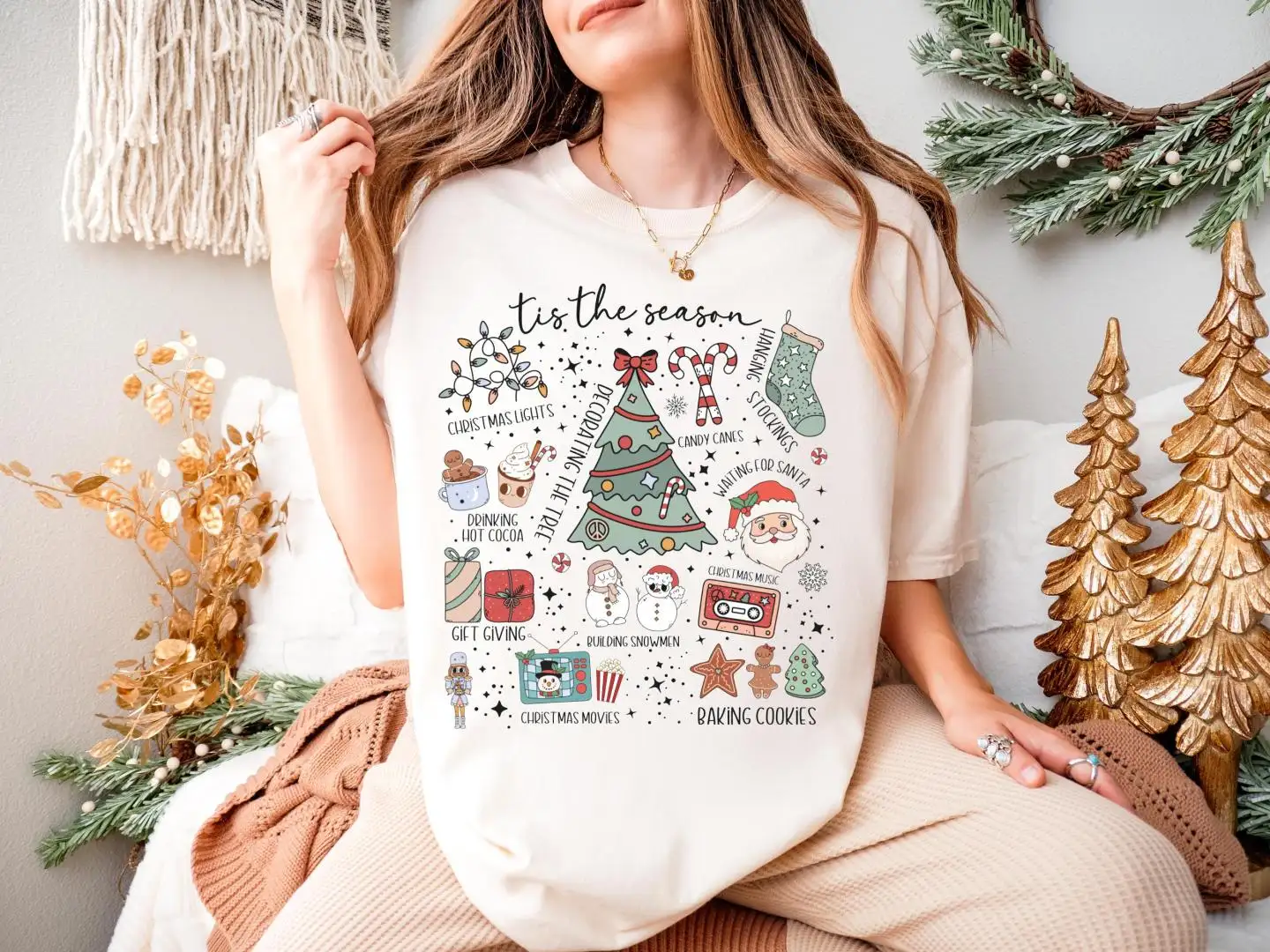 Tis The Season Christmas Shirt, Santa Claus Xmas Tee, Christmas Holiday Trip Shirt, Winter Xmas Woman T-Shirt, Christmas Tree Sweatshirt