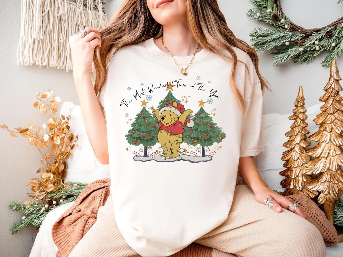 Winnie the Pooh Christmas Shirt, Disney Christmas Shirt, The Most Wonderful Time Of The Year Tee, Pooh Bear Xmas Shirt, Disney Holiday Shirt