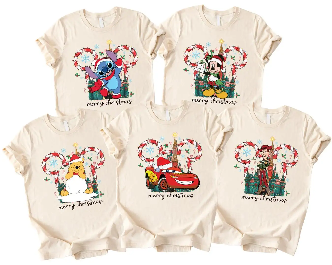 Mickey Christmas Shirts, Stitch Holiday XMAS Sweatshirt, Winnie Pooh Merry Christmas Hoodie, Disneyland Family Christmas Matching Tee