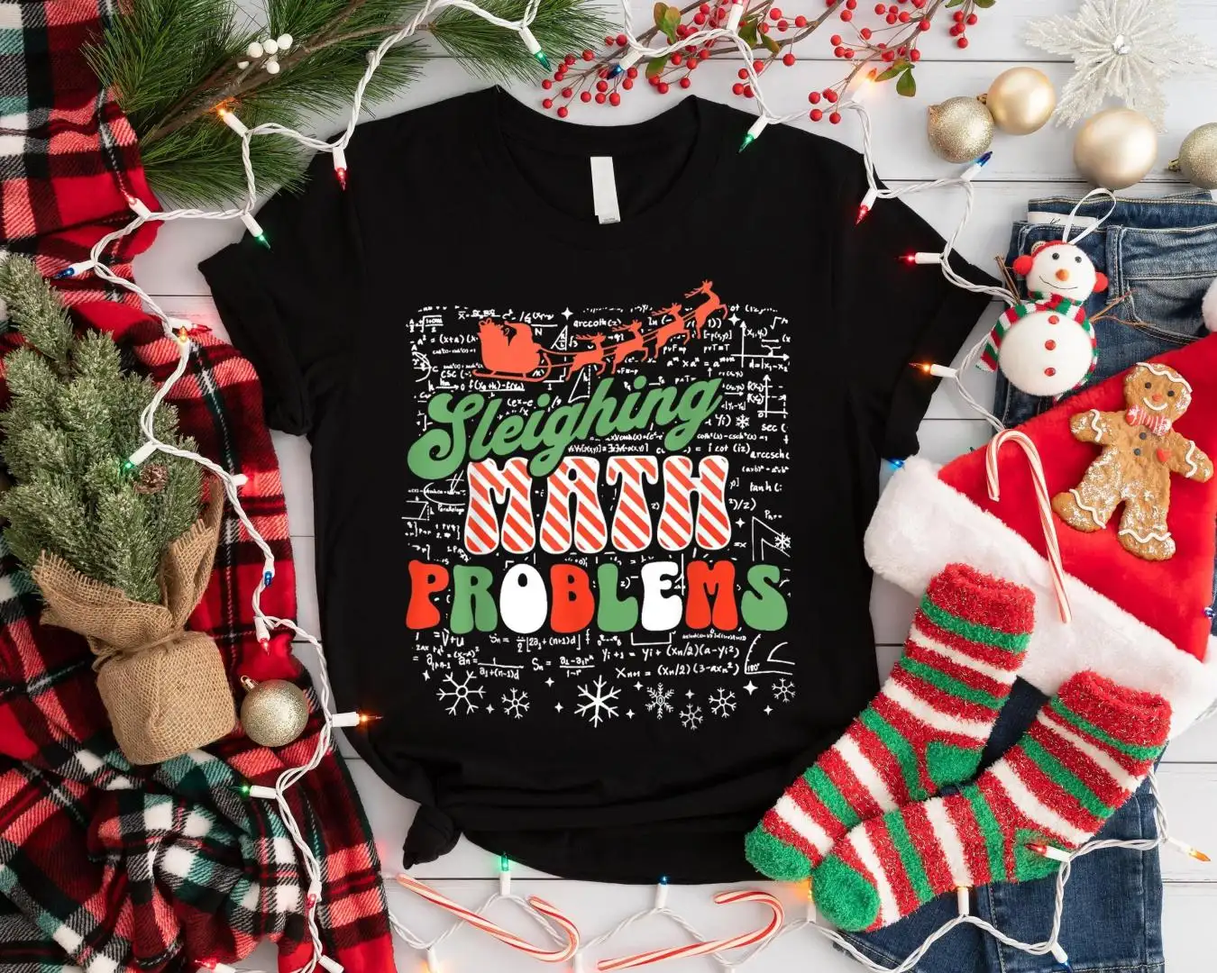 Math Teacher Christmas Shirt, Sleighing Math Problem Xmas Shirt, Funny Math Teacher Xmas Shirt, Teacher Holiday Tee, School Xmas Party Shirt
