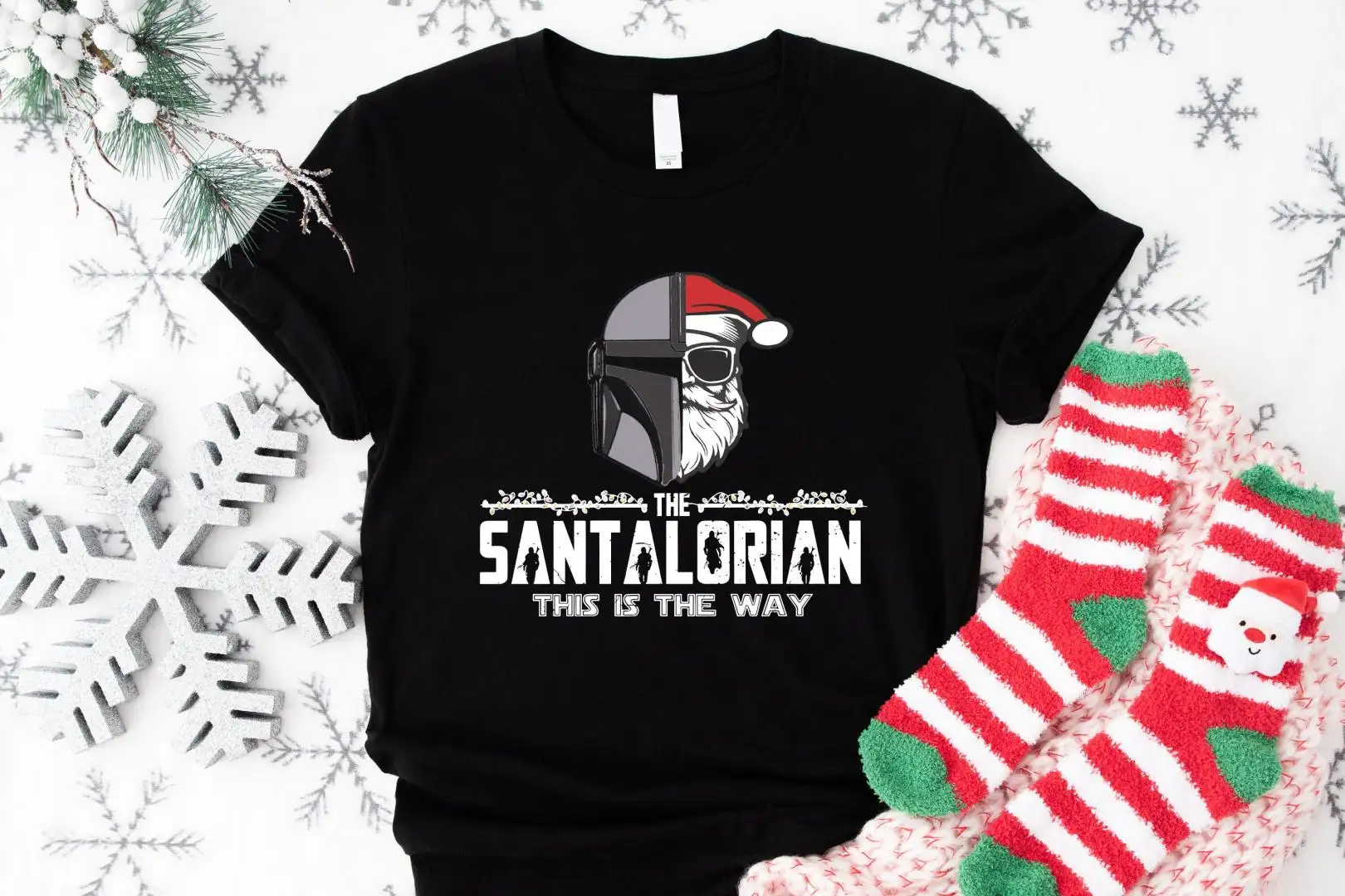 Disney Santalorian Christmas Shirt, Star Wars Christmas Sweatshirt, Disney Santa Mandalorian Christmas Shirt, Galaxy's Edge Xmas Shirt