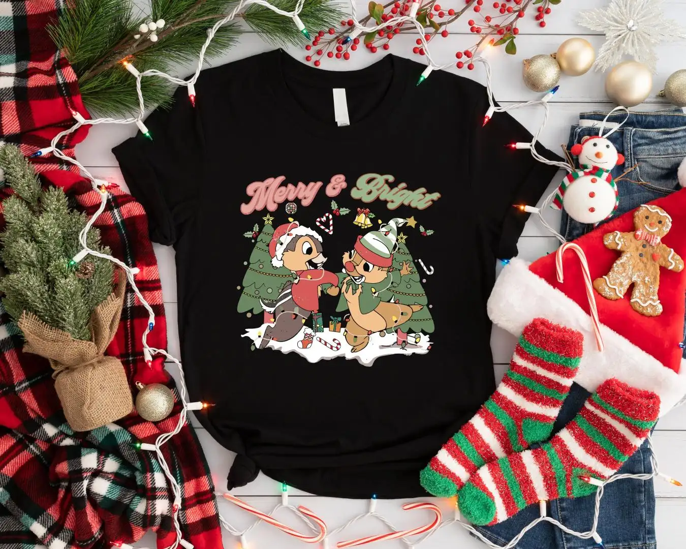 Disney Chip n Dale Christmas Shirt, Disneyland Vacation Holiday Shirt, Merry Bright Shirt, Very Merry Xmas Shirt, Double Trouble Xmas Shirt
