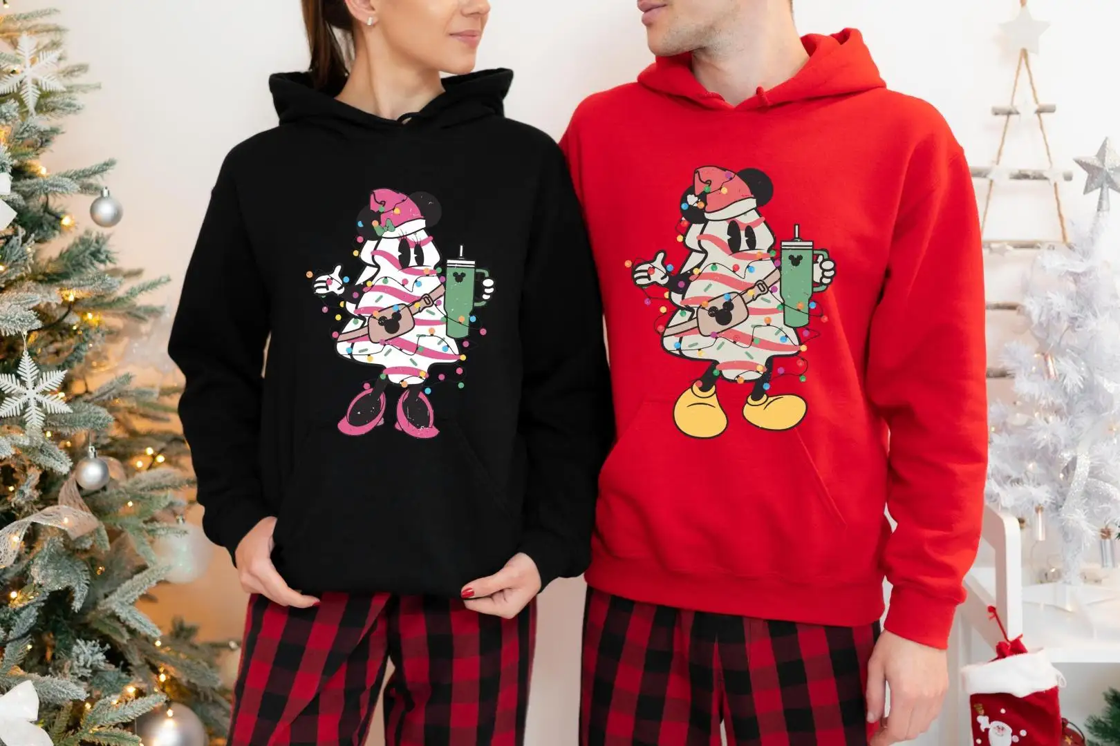 Mickey And Minnie Christmas Tree Sweatshirt, Disney Xmas Shirt, Family Matching Christmas Sweat, Disneyland Xmas Trip, Minnie Cookie Tee