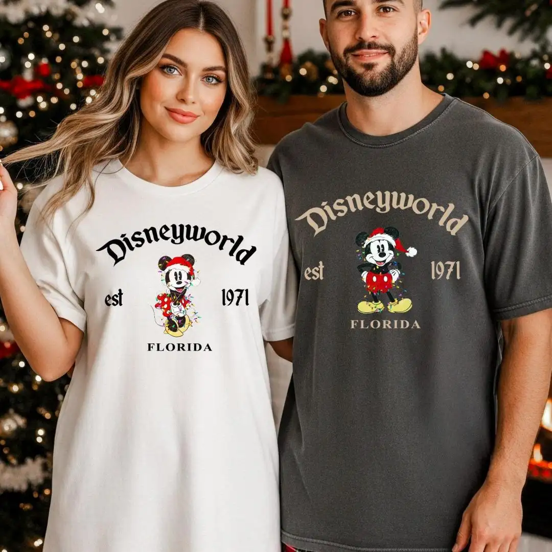 Disneyworld Florida Christmas Shirt, Mickey And Minnie Christmas Shirt, Florida Christmas Trip, Couple Disneyland Christmas Holiday Shirt