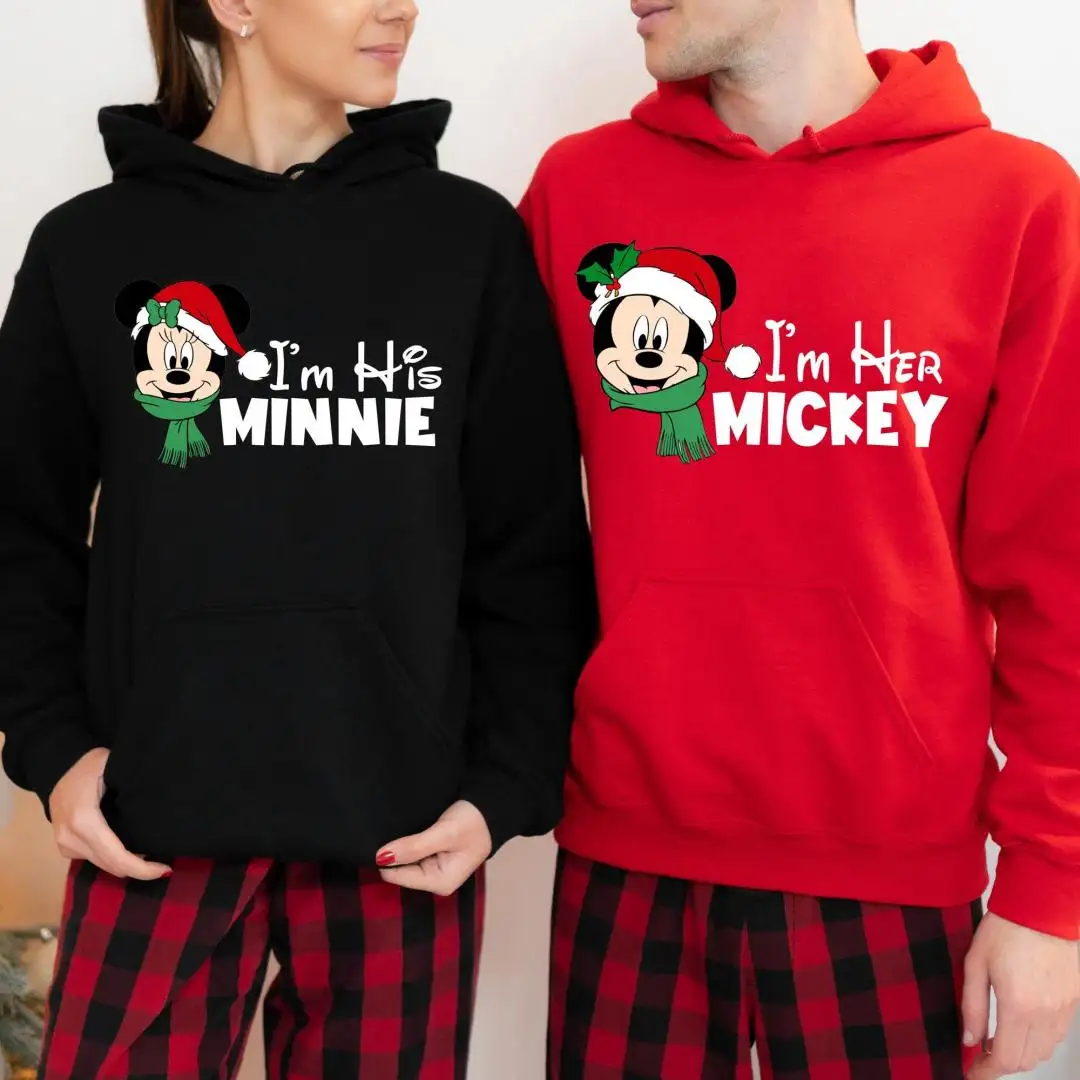Mickey & Minnie Christmas Couple Shirt, I am Her Mickey I am His Minnie Christmas Shirt, Disney Christmas Shirt, Family Matching Xmas Tee