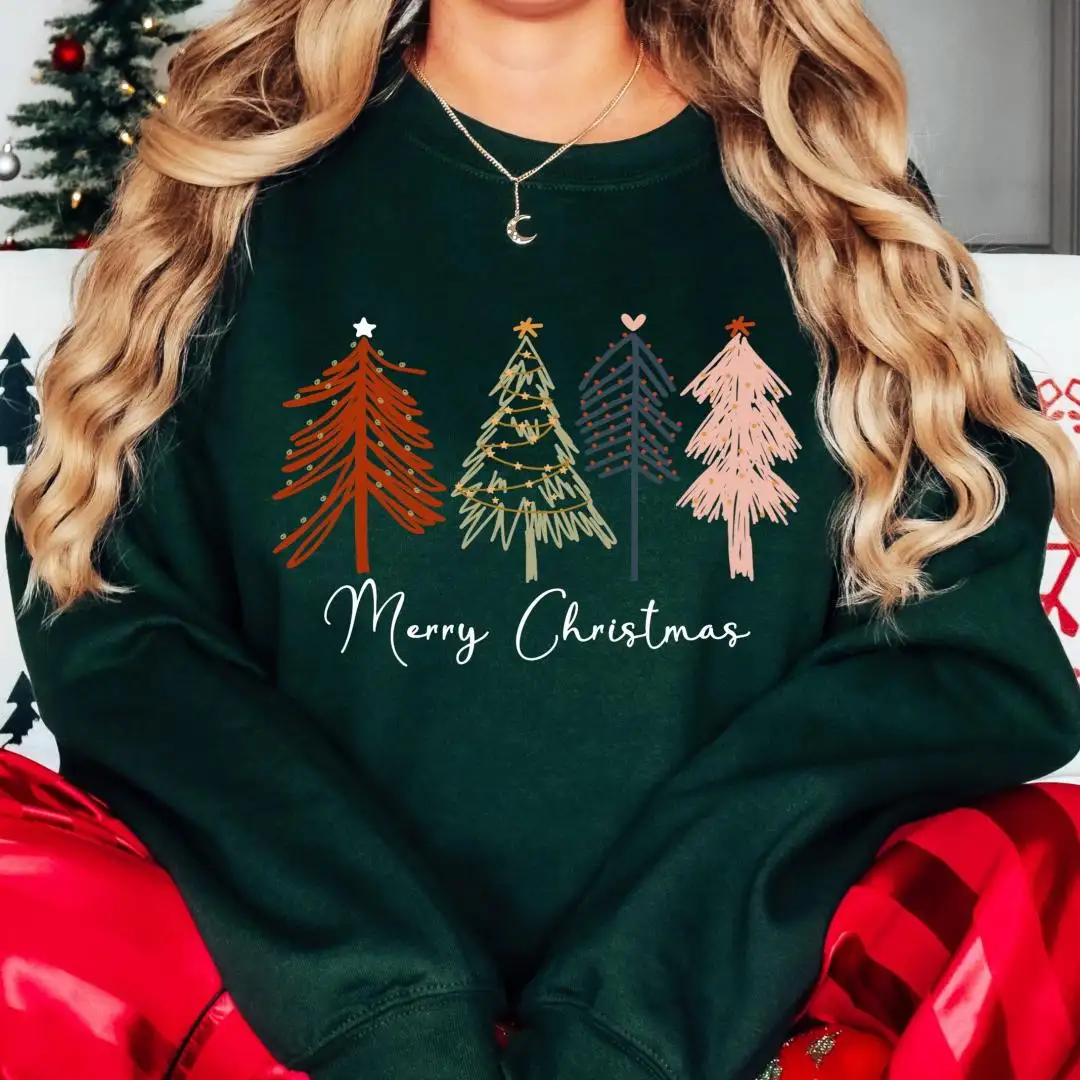 Merry Christmas Trees Shirt, Christmas Party Tee, Retro Holidays Trees Shirt, Xmas Lights Shirt, Christmas Star Tee, Tis The Season Xmas Tee