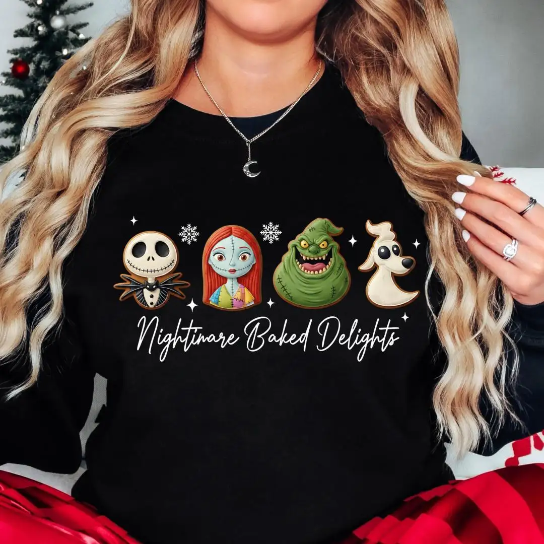 Nightmare Before Christmas Shirt, Disney Nightmare Baked Delights Xmas Tee, Jack Skellington Sally Xmas Hoodie, Oogie Boogie Xmas Sweater