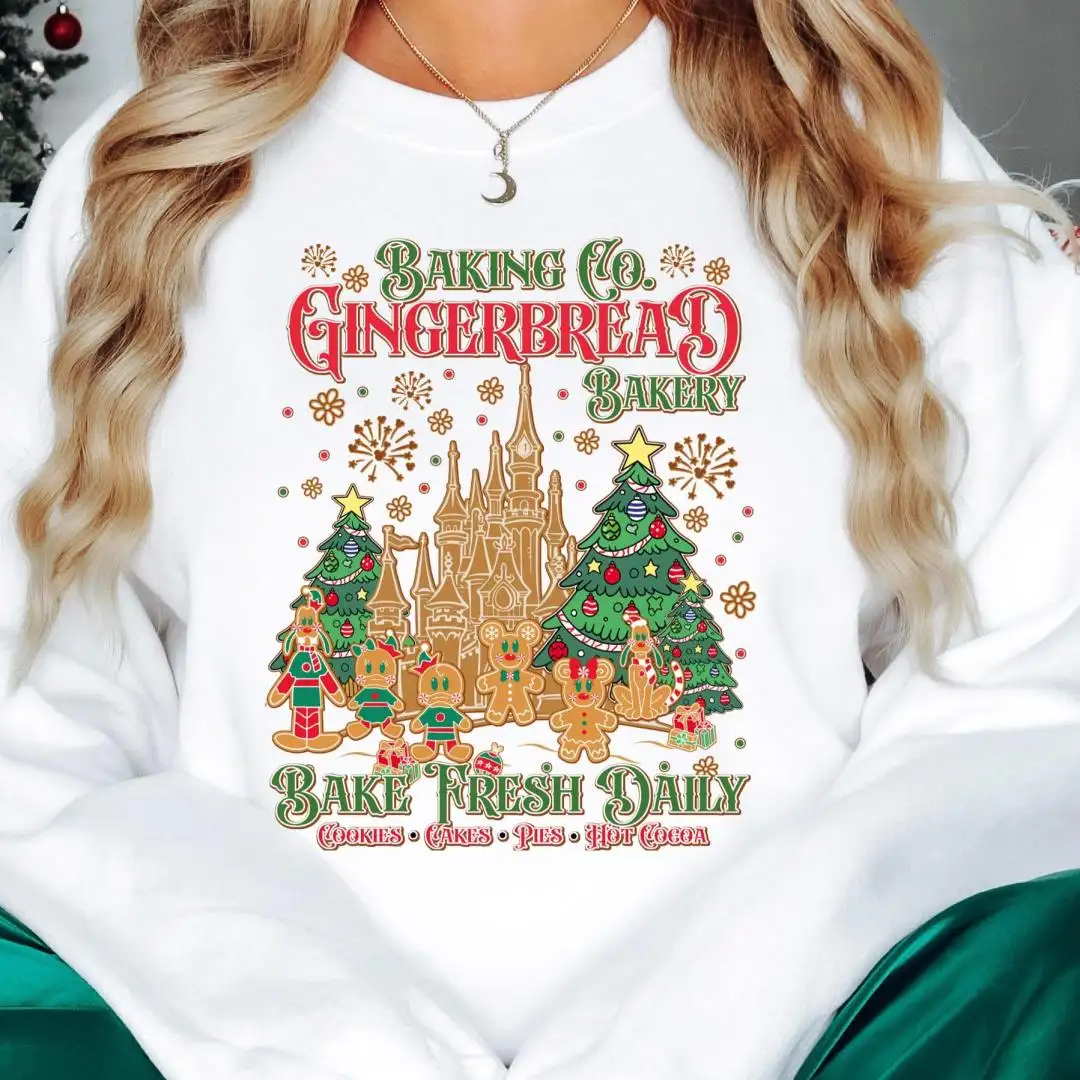 Mickey And Friends Baking Co Gingerbread Bakery Christmas Shirt, Mickey's Very Merry Xmas Sweatshirt, Xmas Cookie Bake Fresh Daily