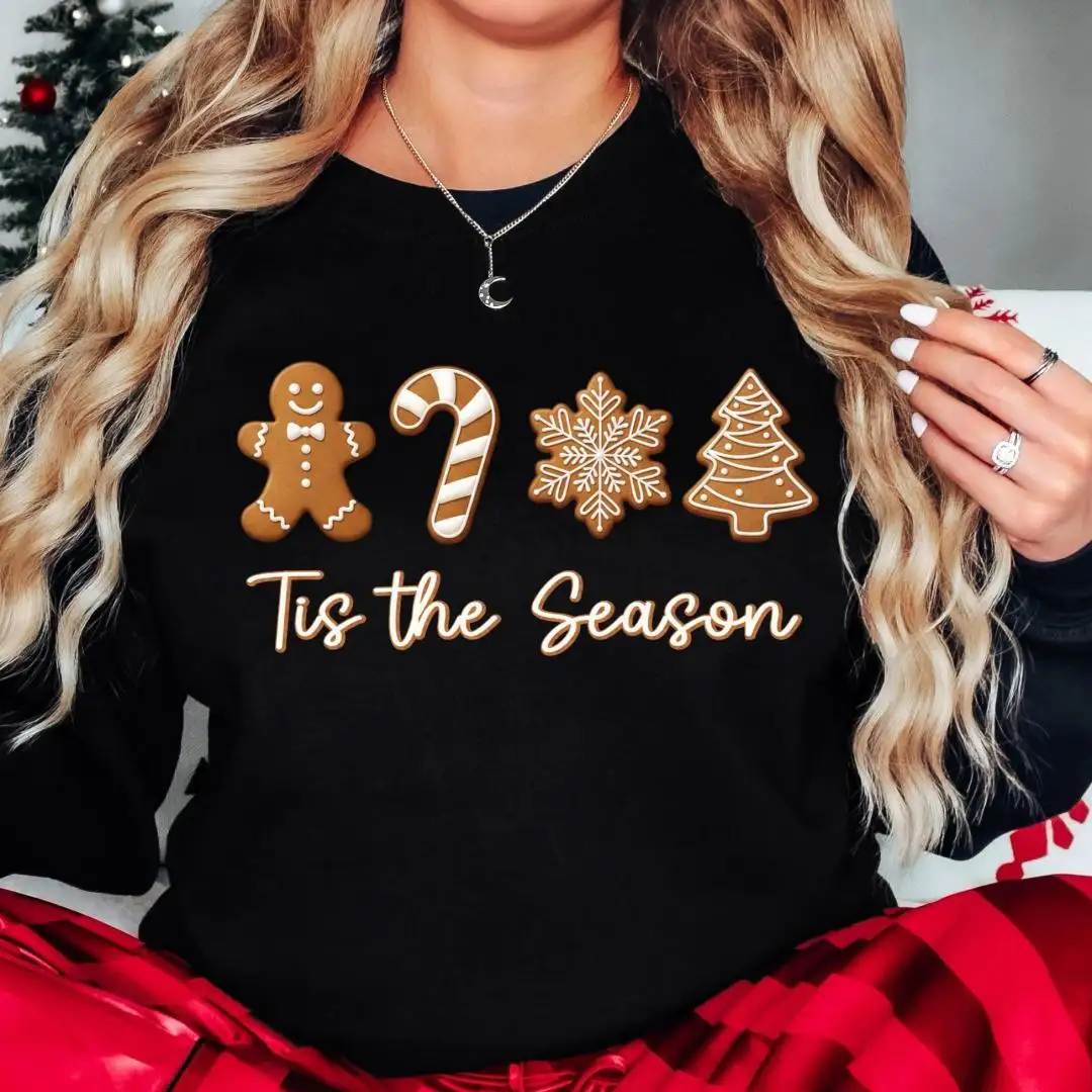Tis The Season Christmas Sweatshirt, Christmas Tree Tee, Christmas Party Tee, Very Merry Christmas Gift, Gingerbread Cookie Xmas T-Shirt