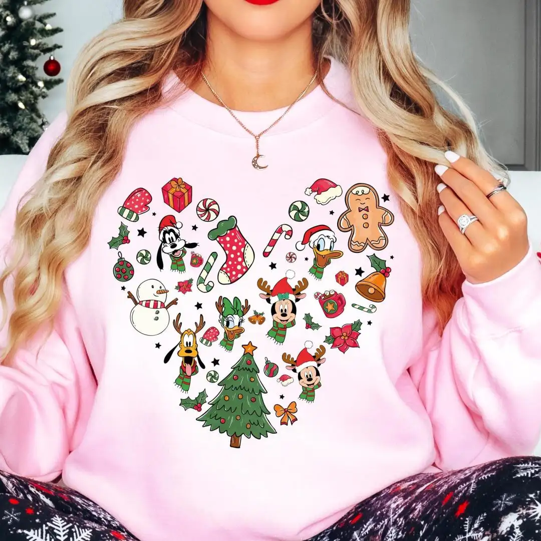 Disney Heart Christmas Shirt, Mickey's Very Merry Xmas Tree T-Shirt, Disneyland Family Holiday Hoodie, Mickey & Friends Xmas Sweatshirt