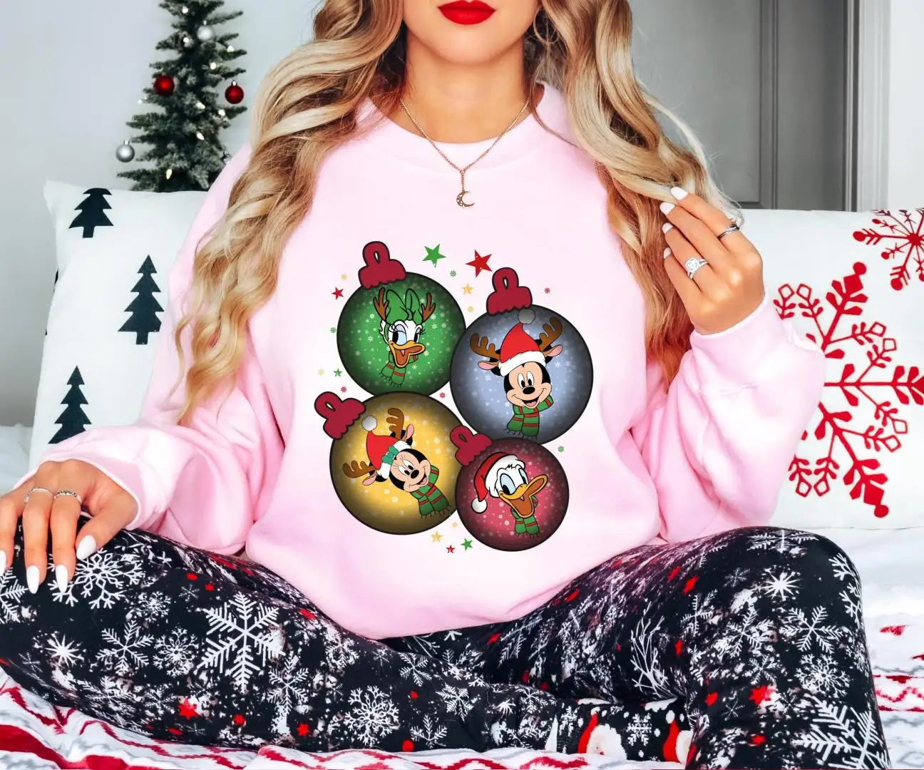 Mickey & Friends Christmas Sweatshirt, Merry Christmas 2025 Party Hoodie, Daisy And Donald Xmas Tee, Retro Disney Christmas Ornament Shirt